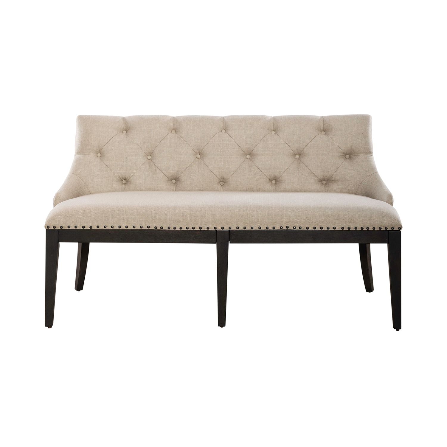 Fayte Upholstered Shelter Dining Bench- Black