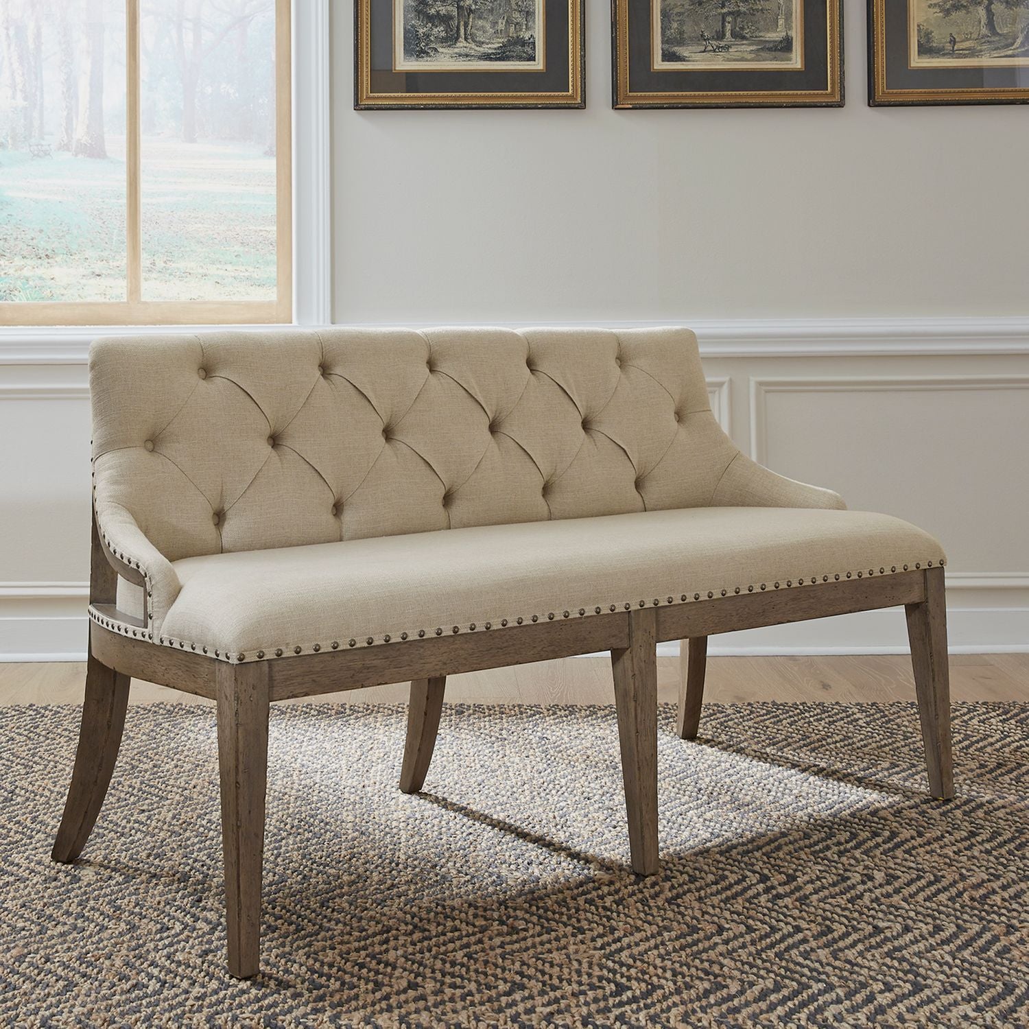 Gabelus Upholstered Shelter Dining Bench