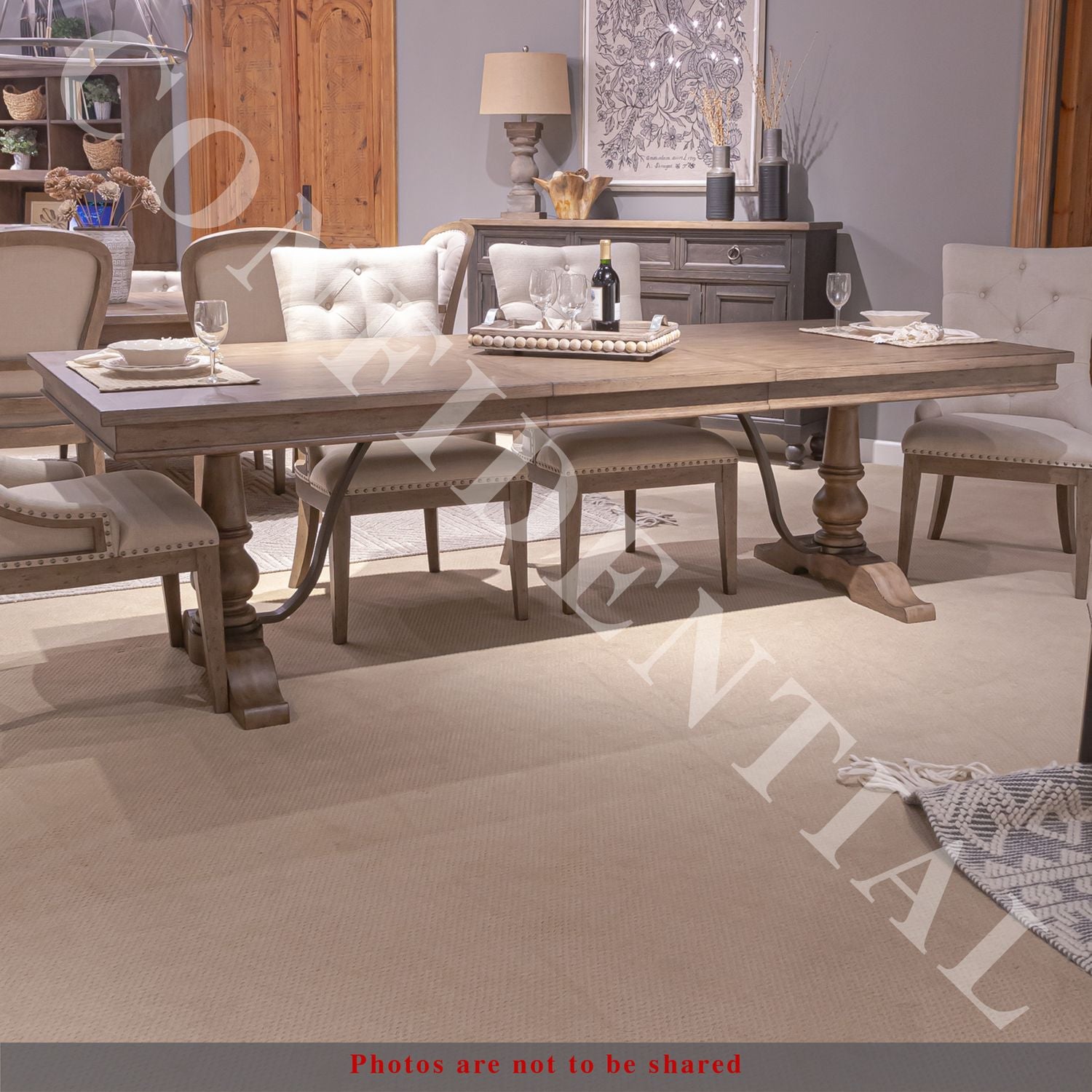 Cashus Trestle Dining Table Set