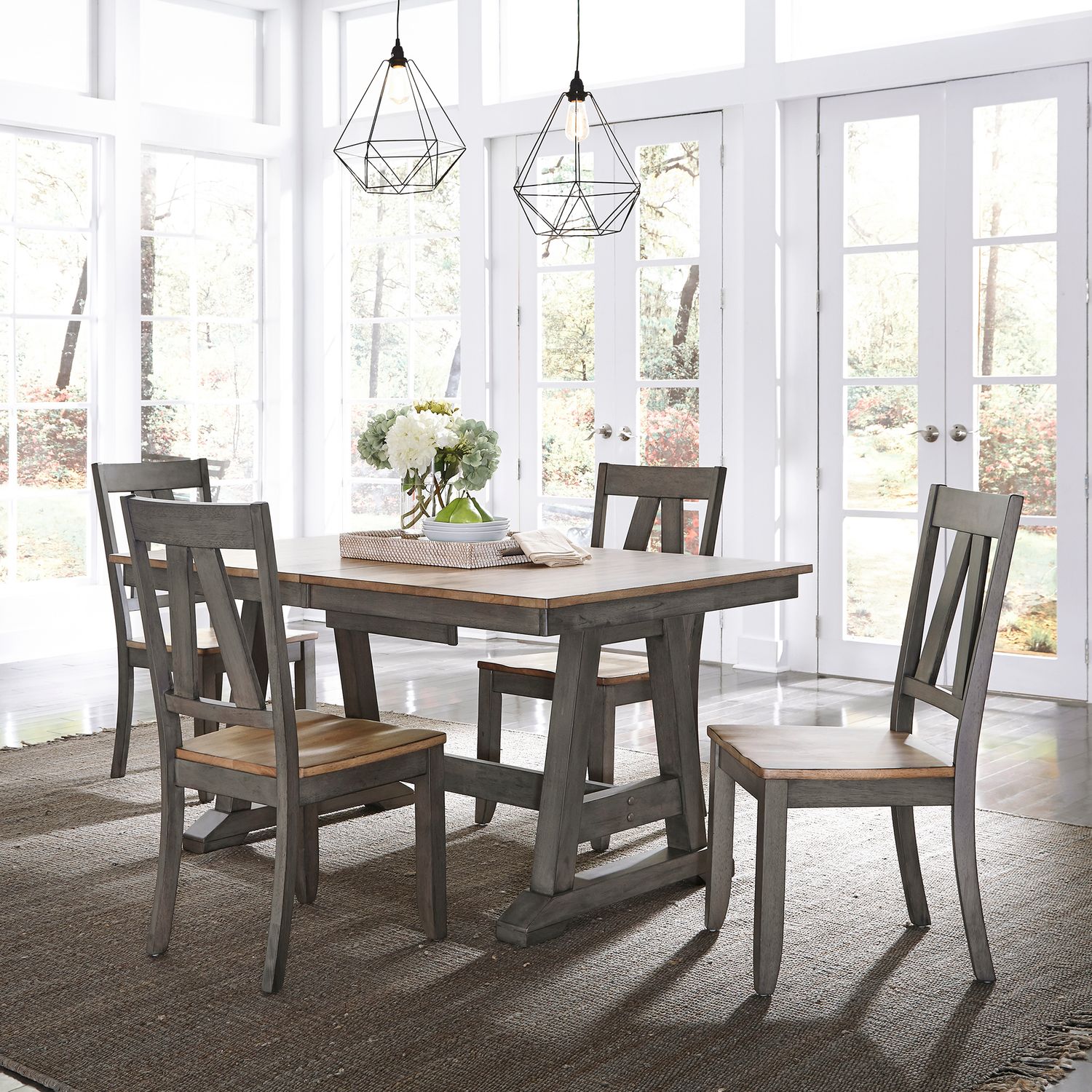 Carragh 5 Piece Trestle Dining Table Set