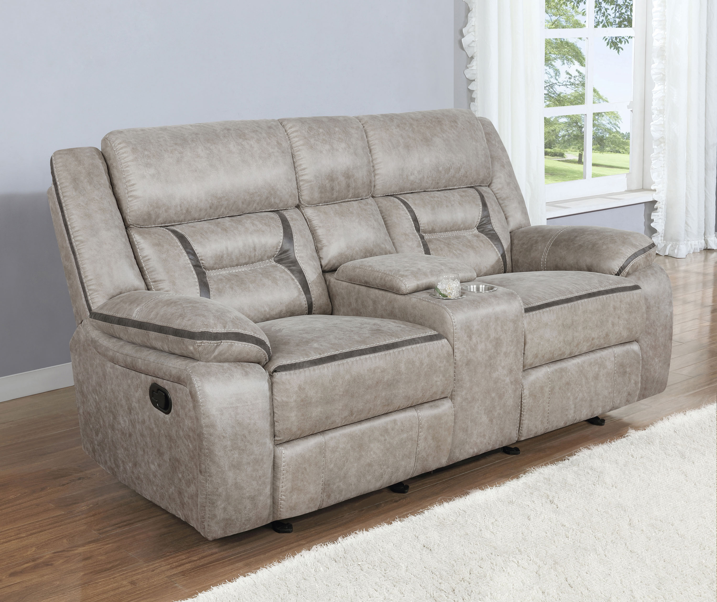 Avinger Upholstered Tufted Back Glider Loveseat Glider Loveseat Beige