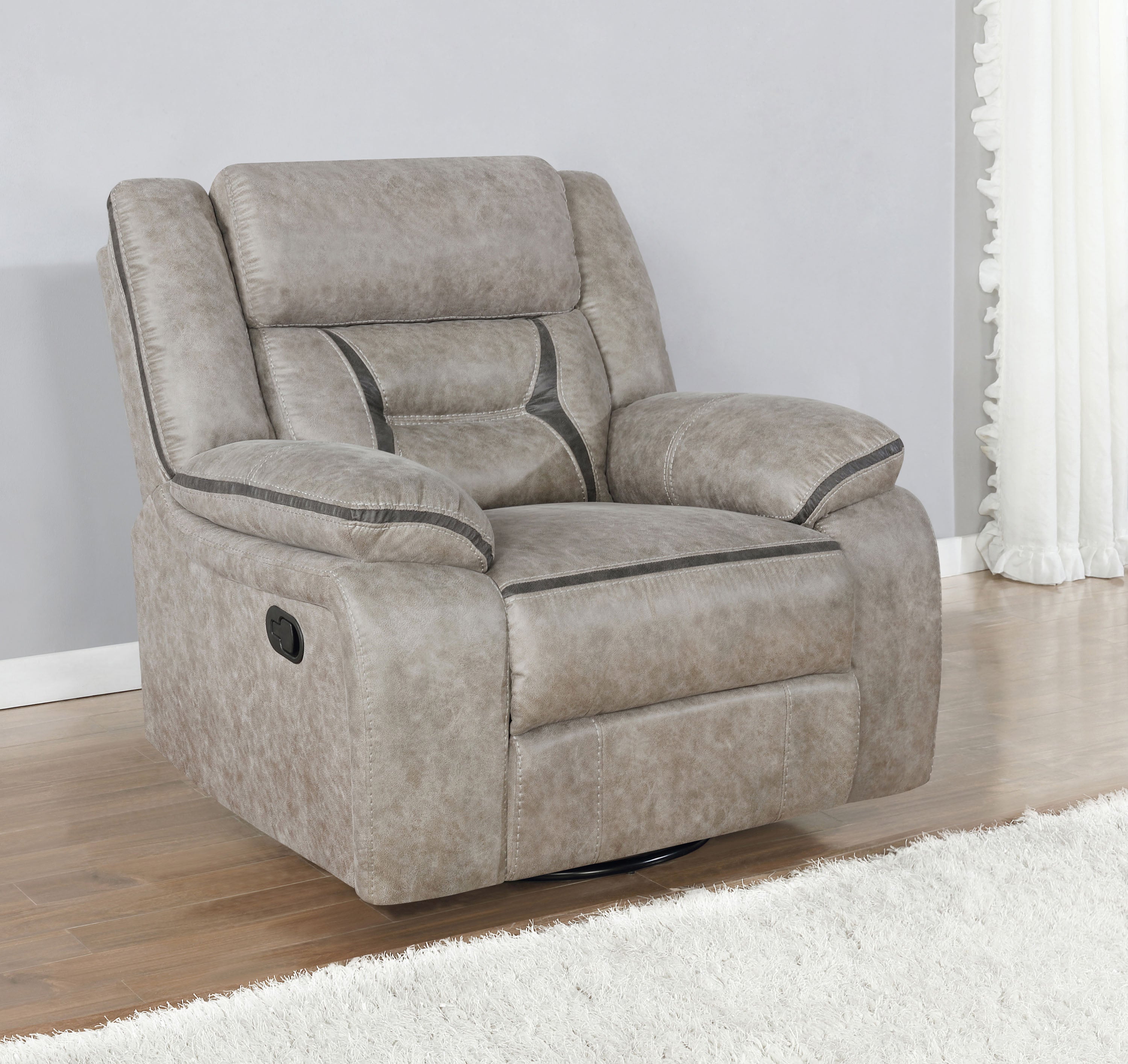 Aluesi Upholstered Tufted Back Glider Recliner Swivel Glider Recliner Beige