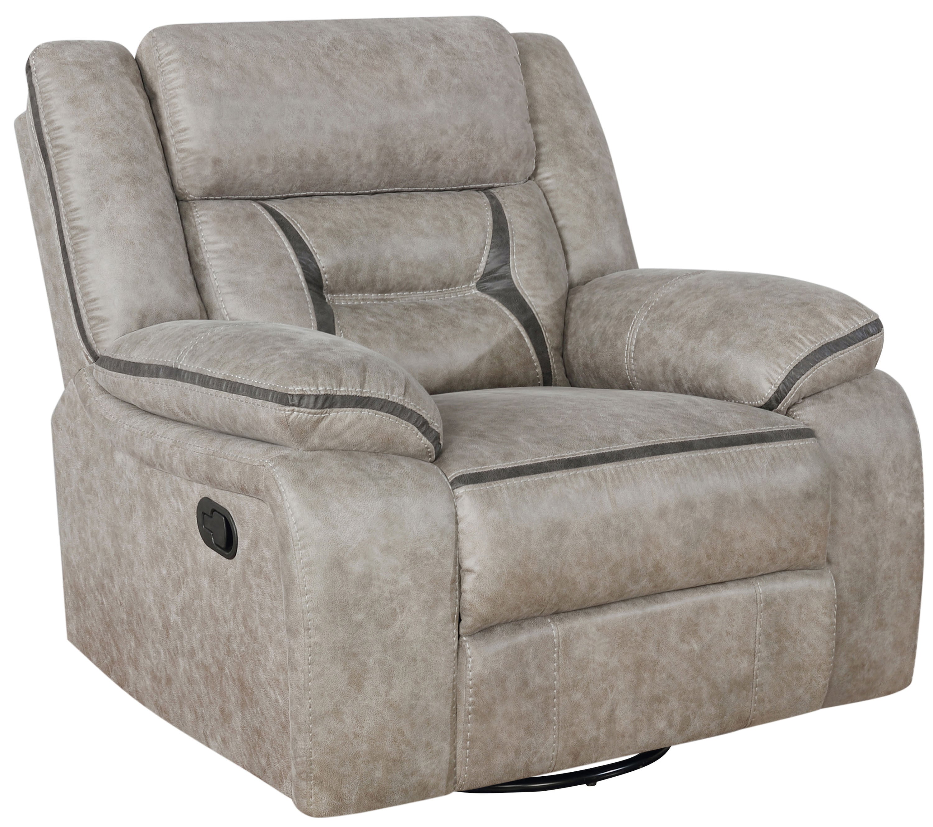 Aluesi Upholstered Tufted Back Glider Recliner Swivel Glider Recliner Beige