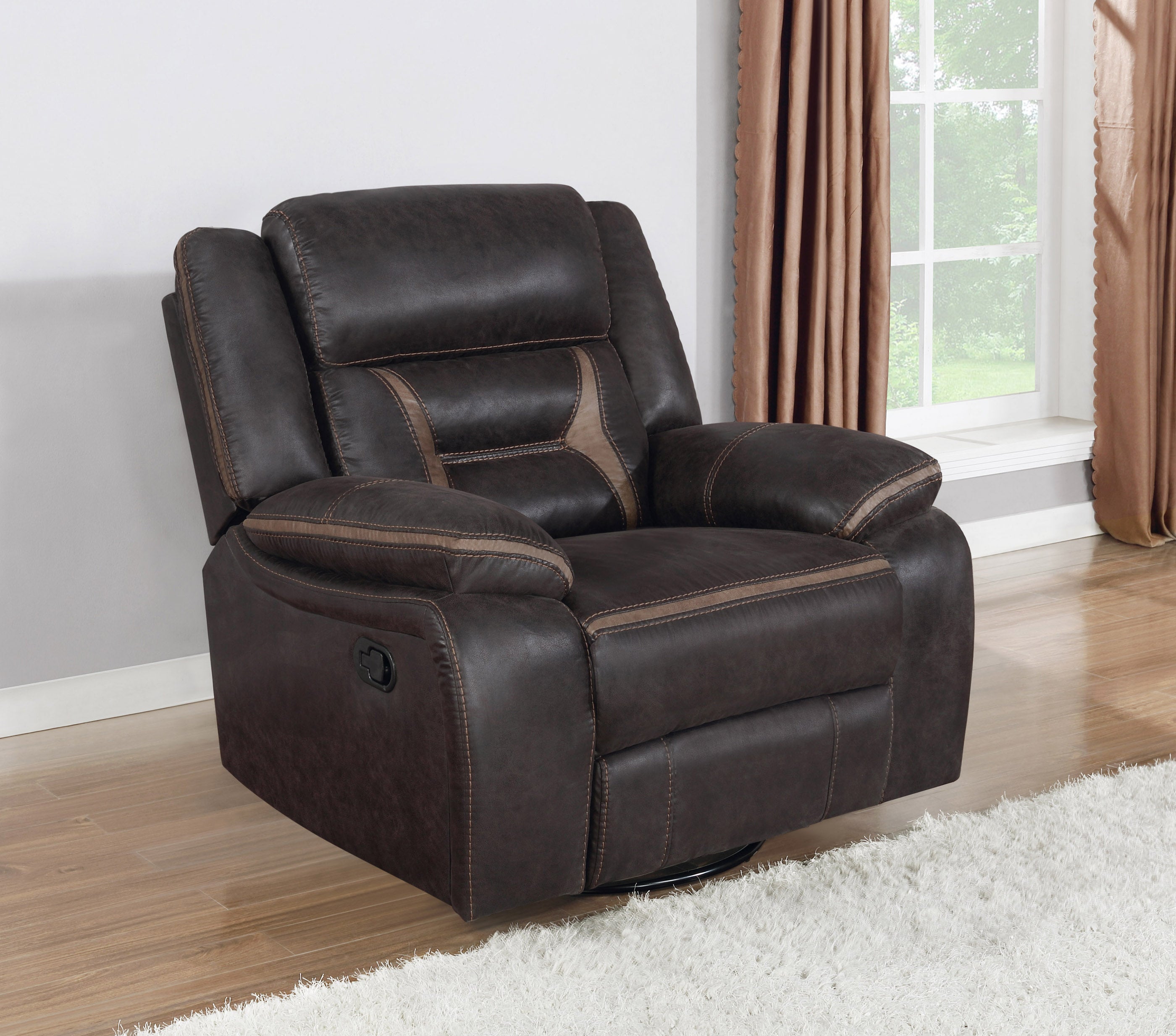 Greer Upholstered Tufted Back Glider Recliner Swivel Glider Recliner Beige