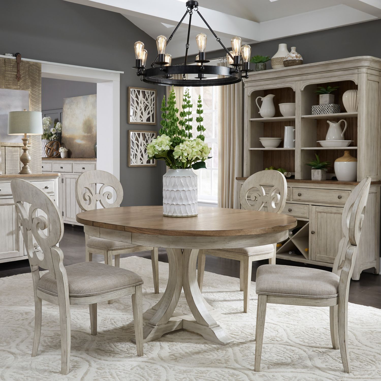 Angelee 5 Piece Pedestal Dining Table Set