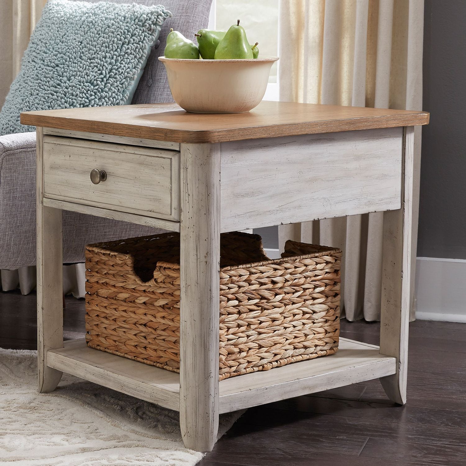 Ethelbert End Table with Basket