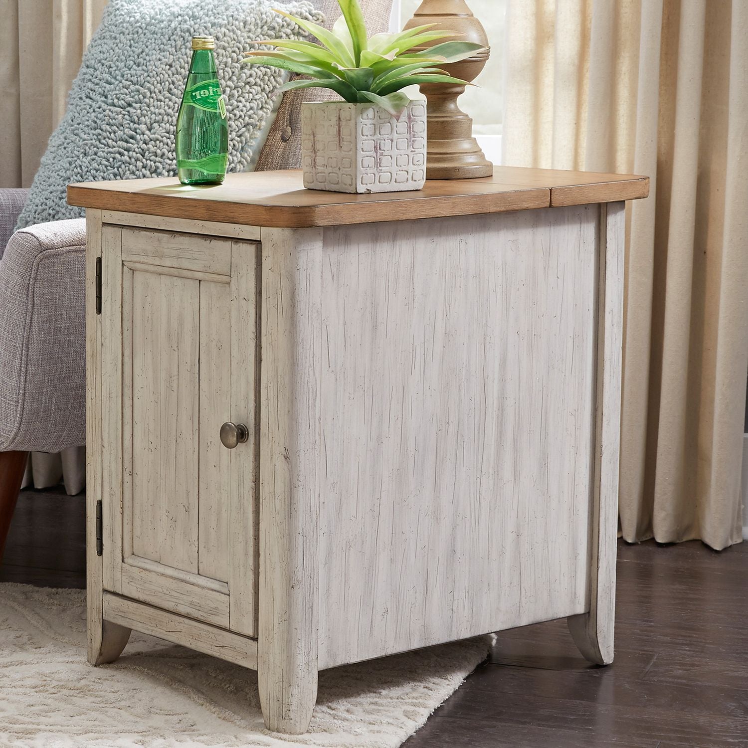 Darrik Door Chair Side Table with Charging Station