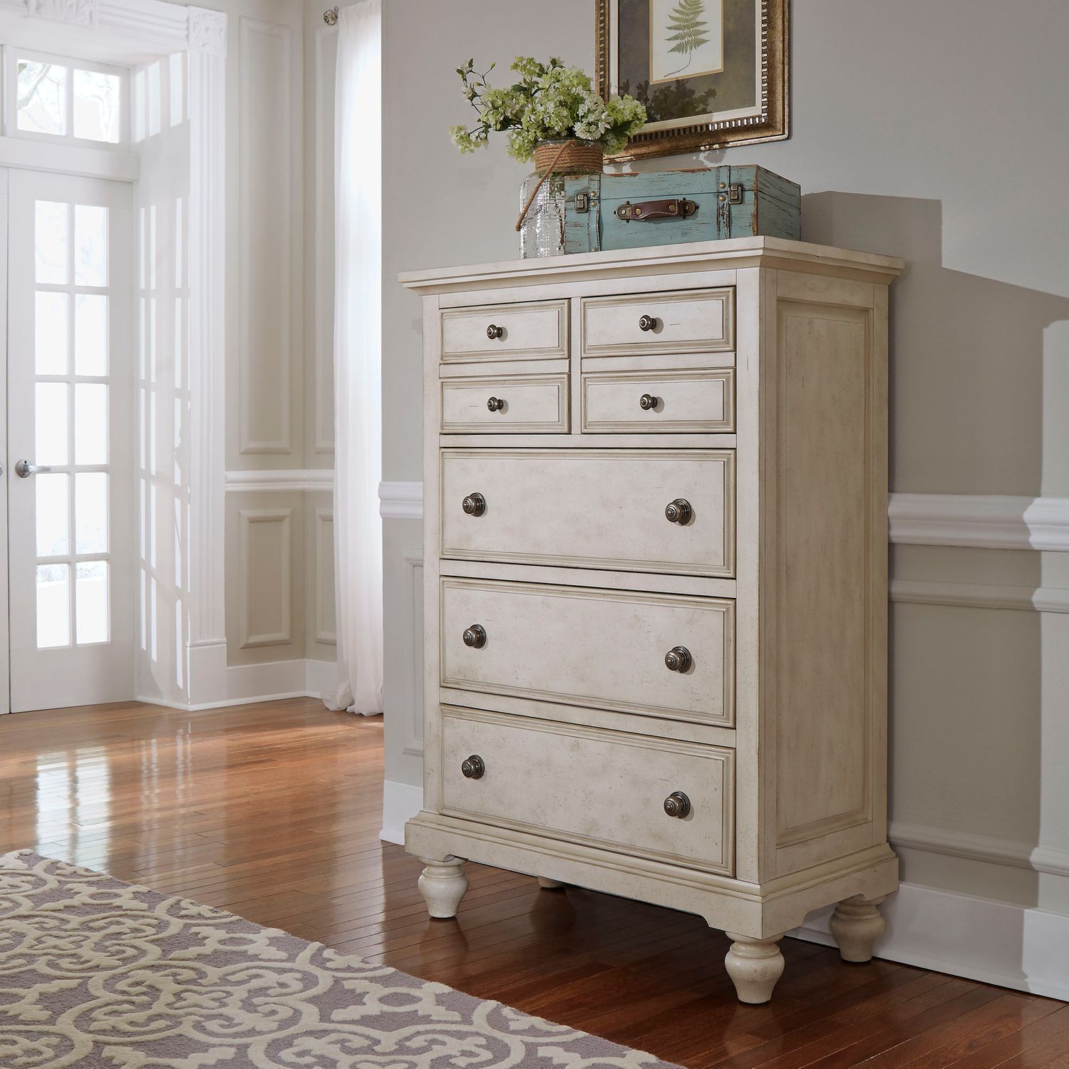 Annissa King California Panel Bed, Dresser & Mirror, Chest