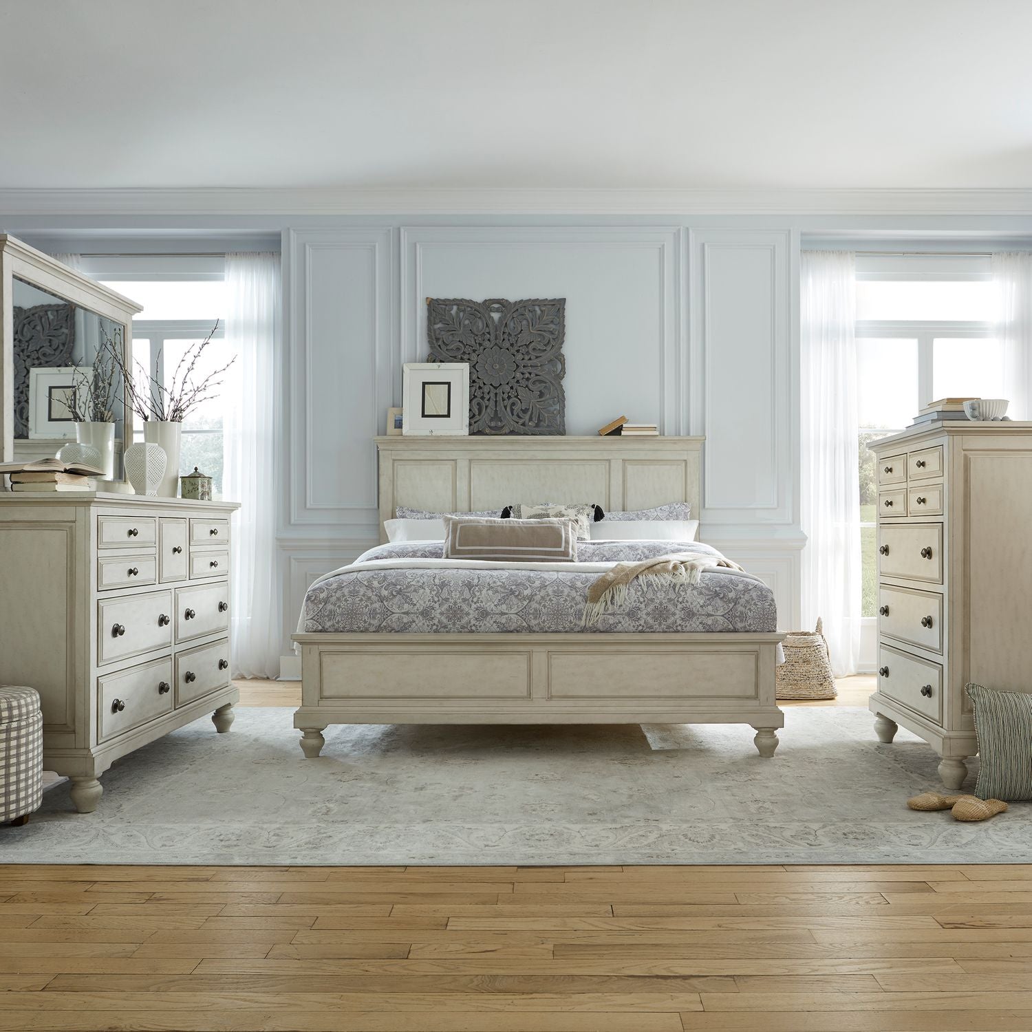 Annissa King California Panel Bed, Dresser & Mirror, Chest