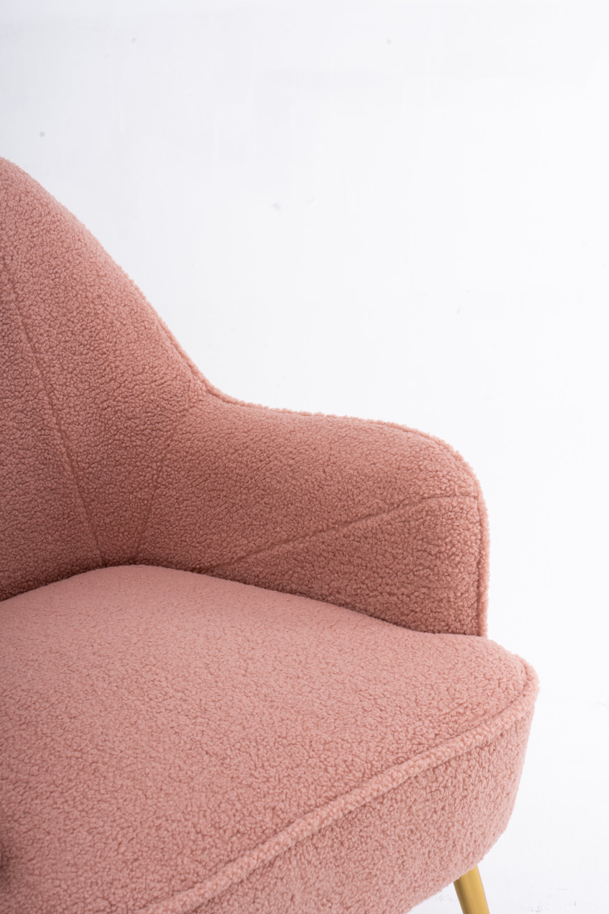 001-Modern Soft Teddy fabric Ergonomics Accent Chair With Gold Legs And Adjustable Legs For Indoor Home,Pink