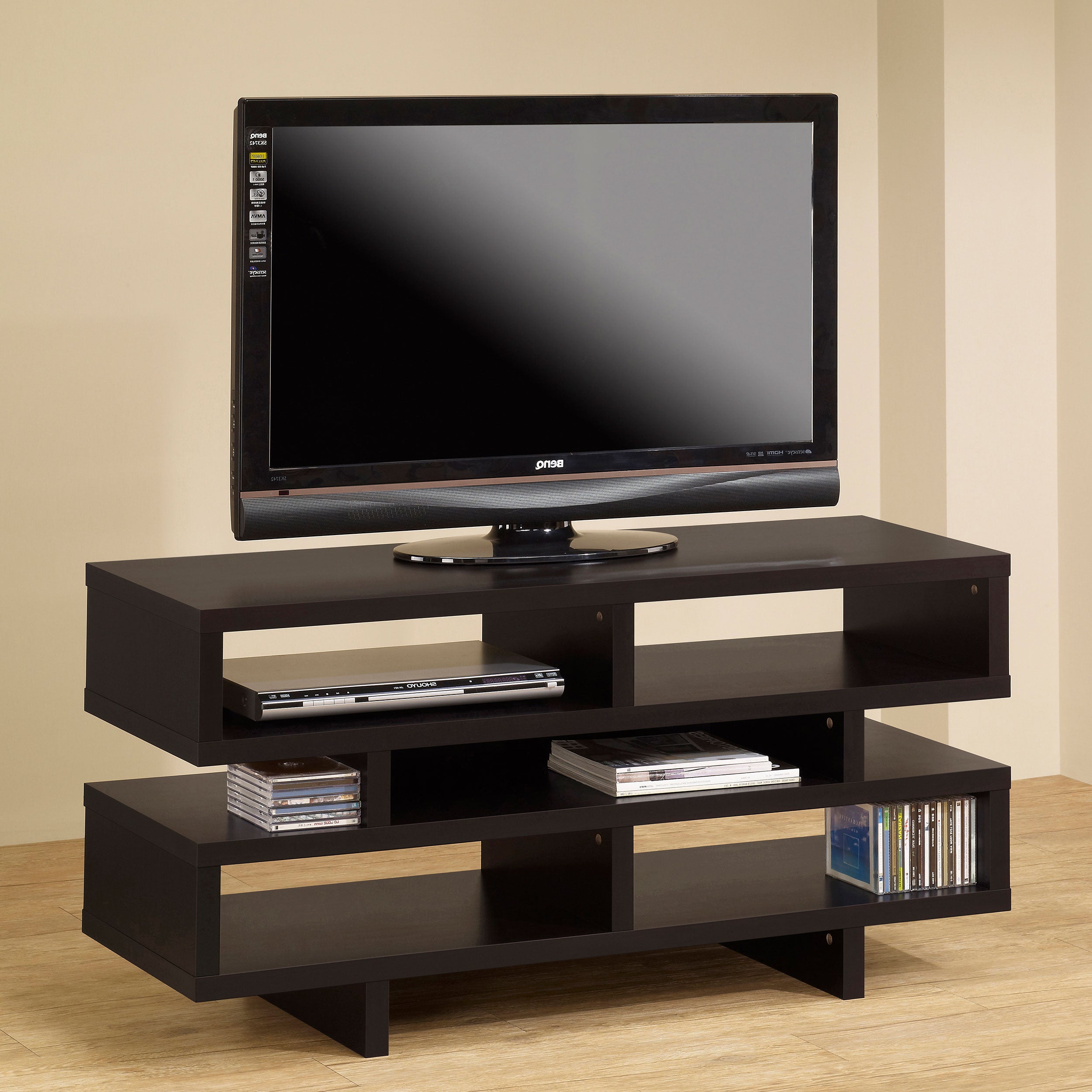 Parker TV Console with 5 Open Compartments Cappuccino