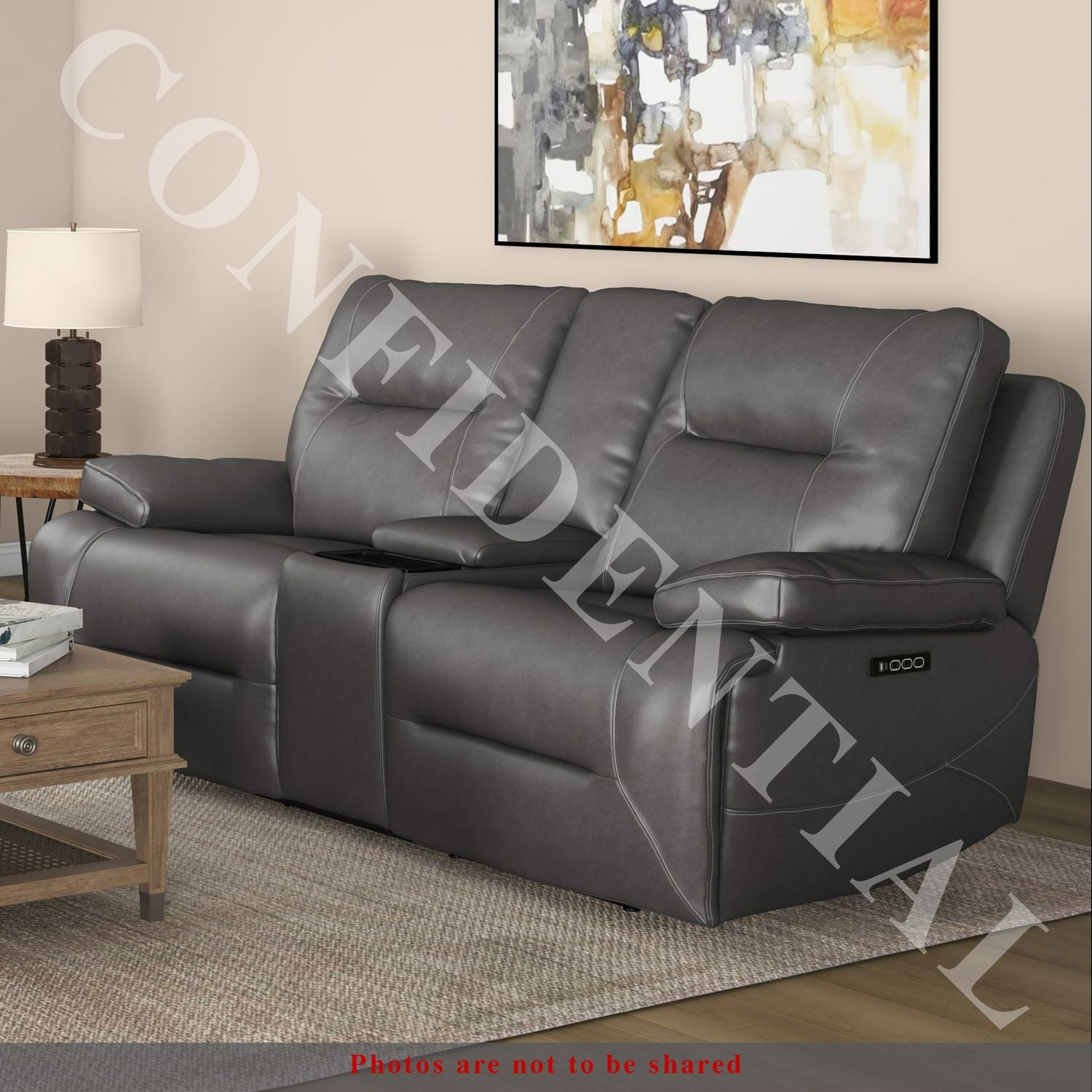 Colombina Recliner Loveseat with Console - Gray