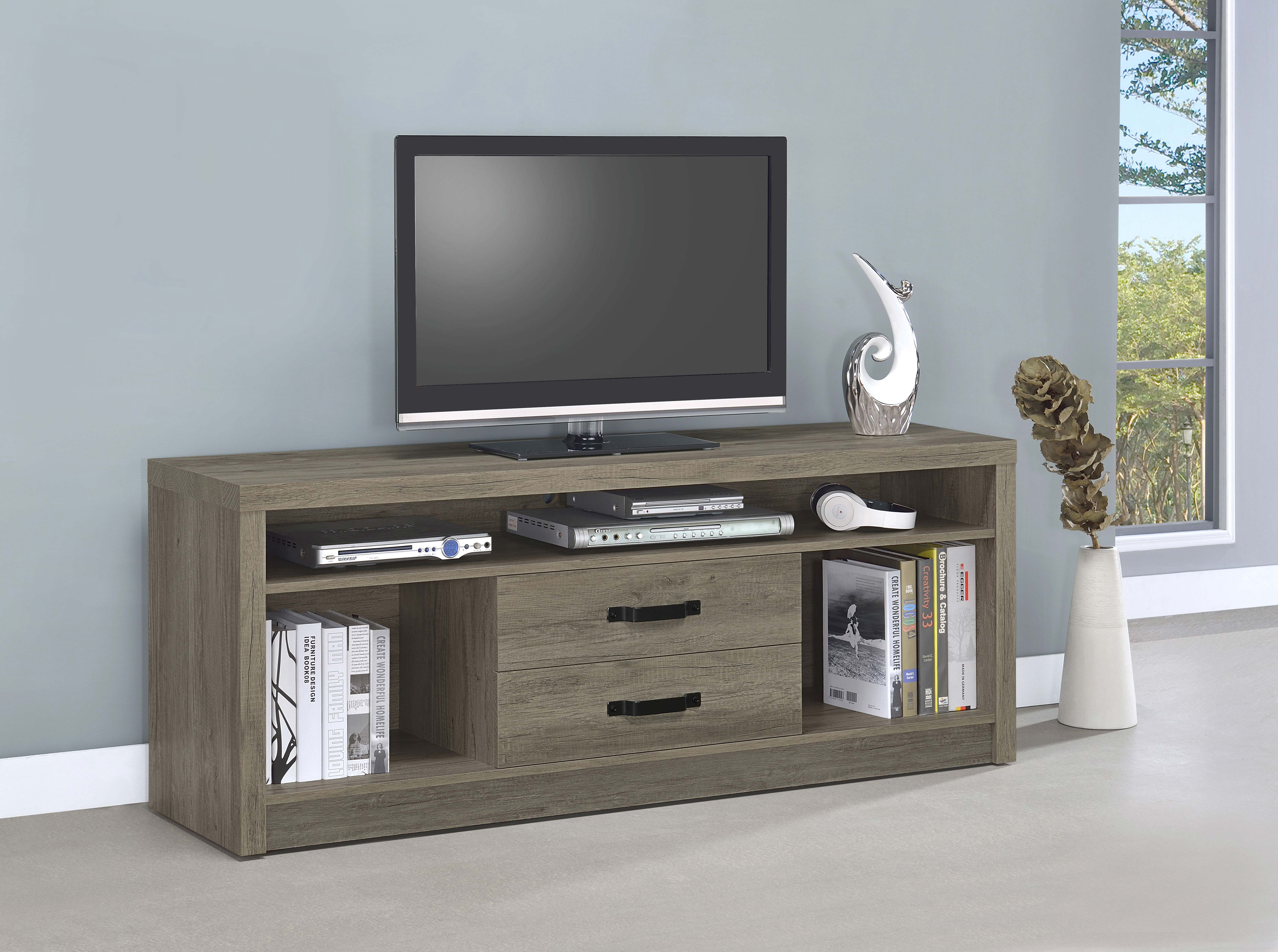 Burke 2-drawer TV Console Grey Driftwood