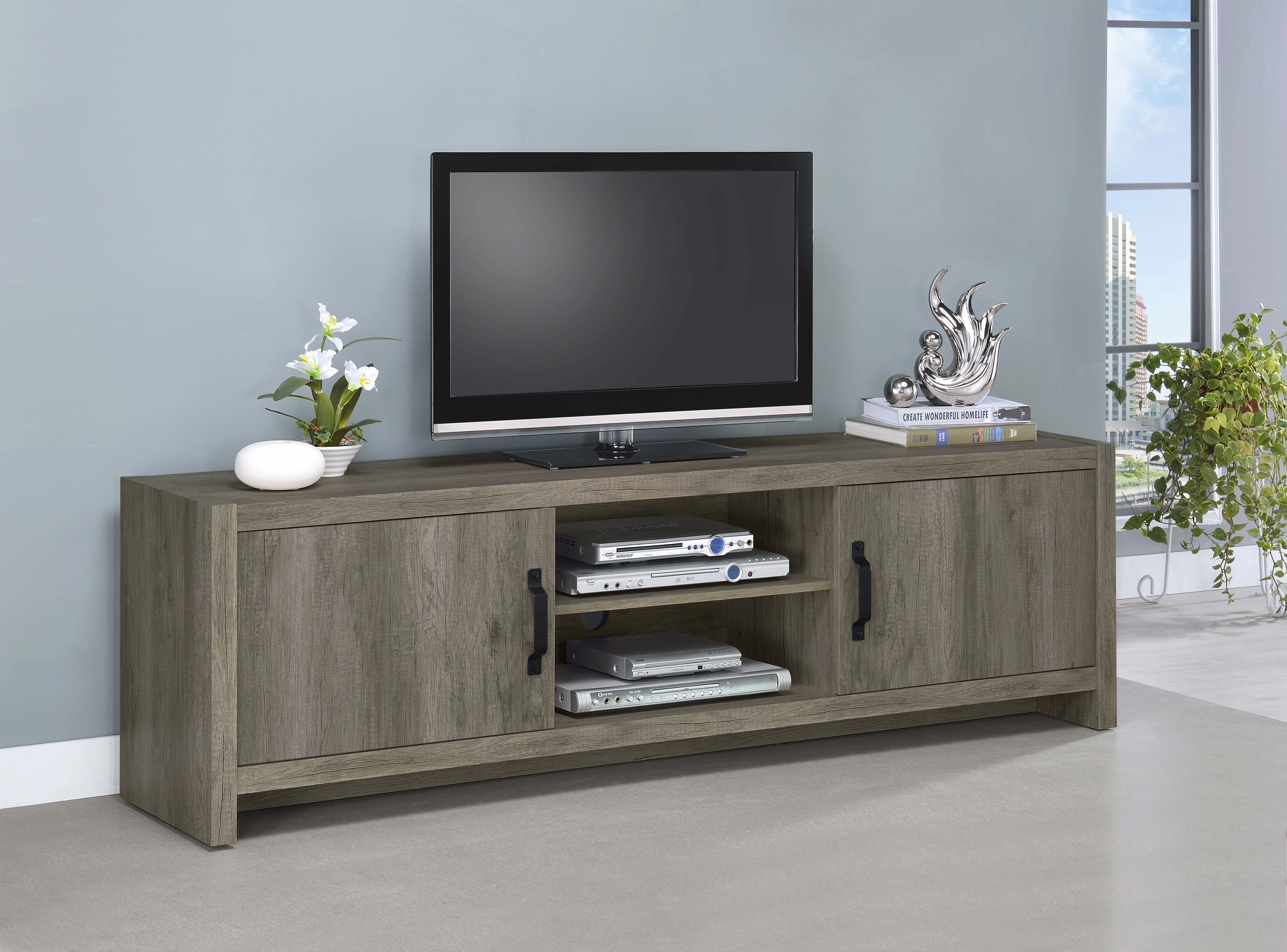 Burke 2-door TV Console Grey Driftwood