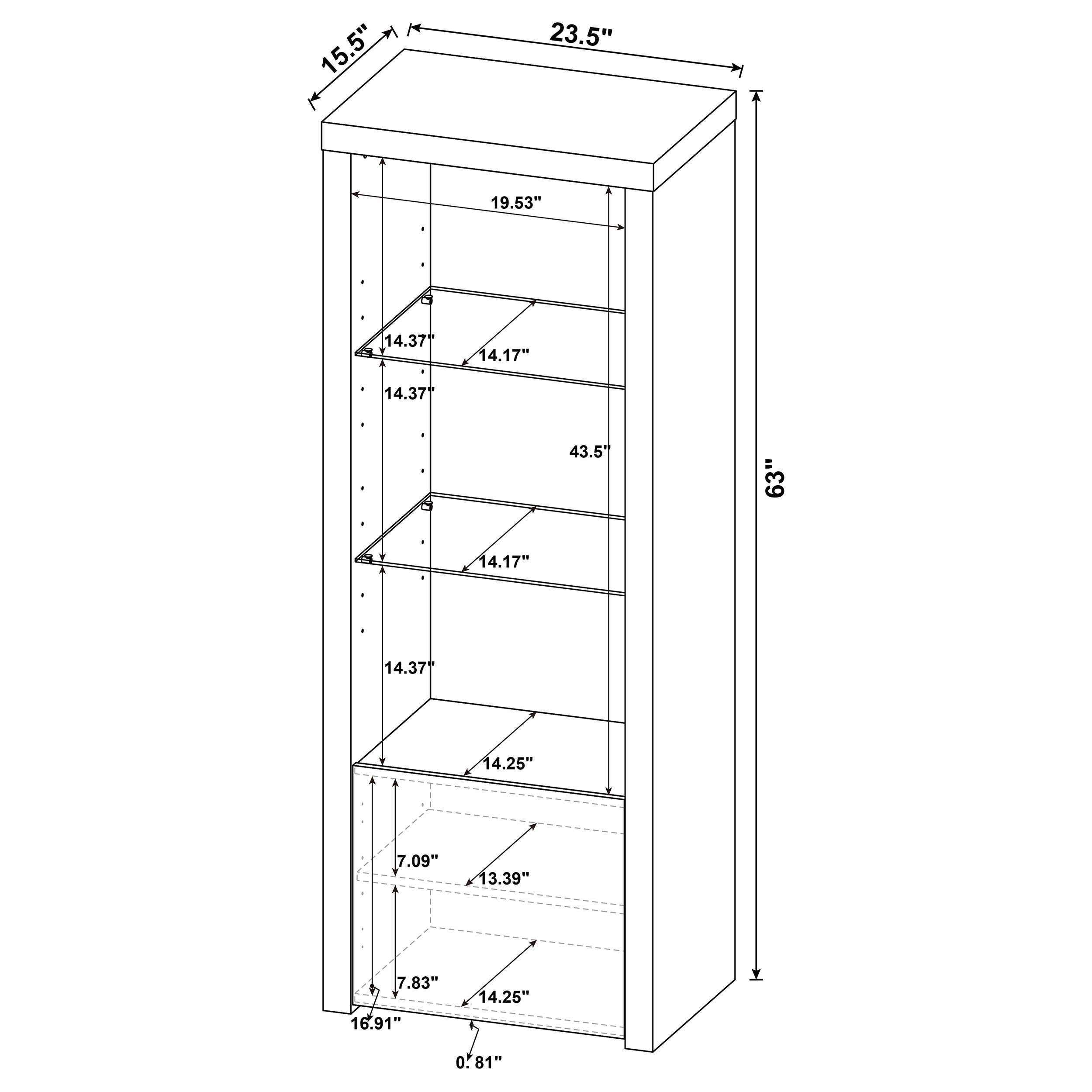 Jude 3-shelf Media Tower With Storage Cabinet White High Gloss