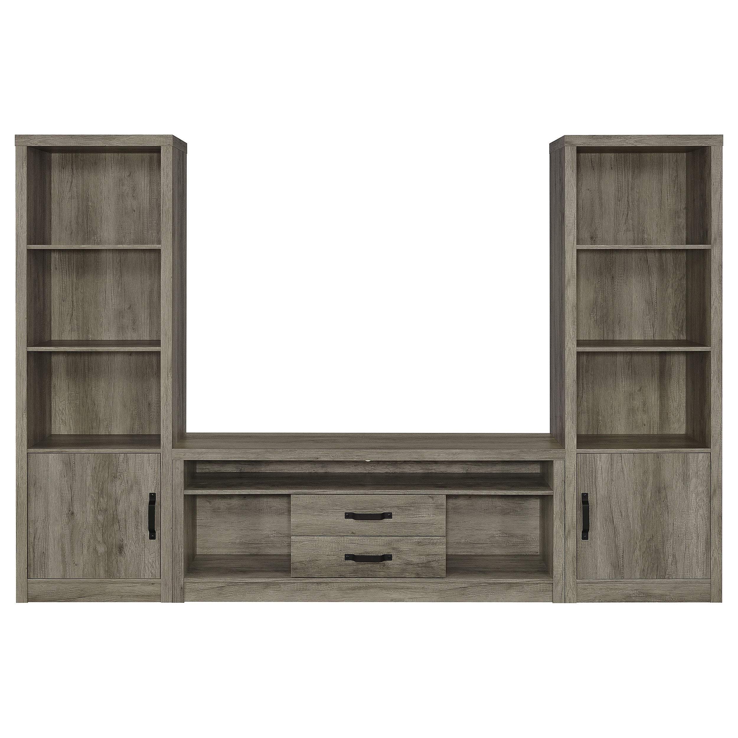 Burke 3-shelf Media Tower With Storage Cabinet Grey Driftwood