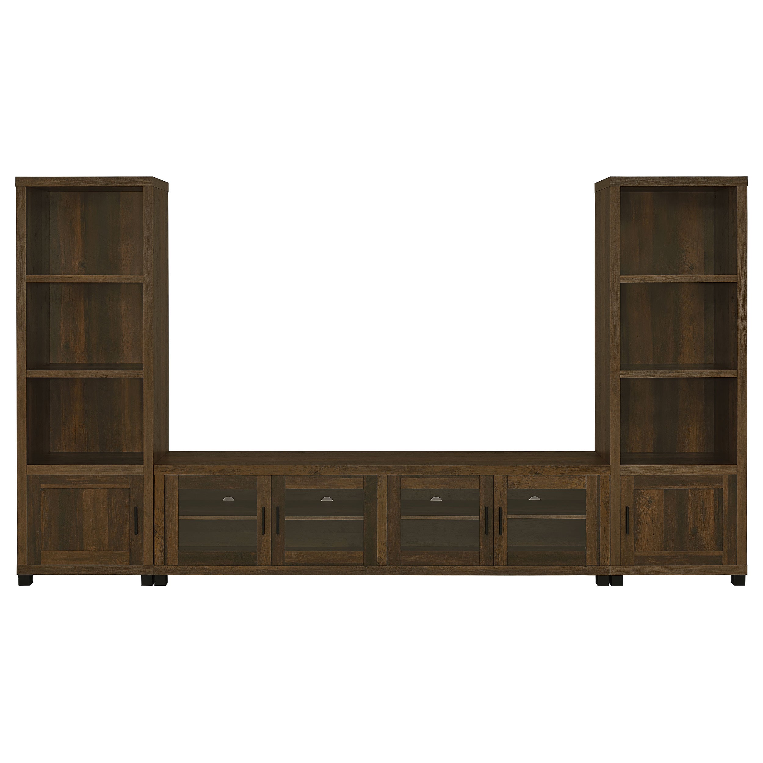 Sachin 3-shelf Media Tower With Storage Cabinet Dark Pine