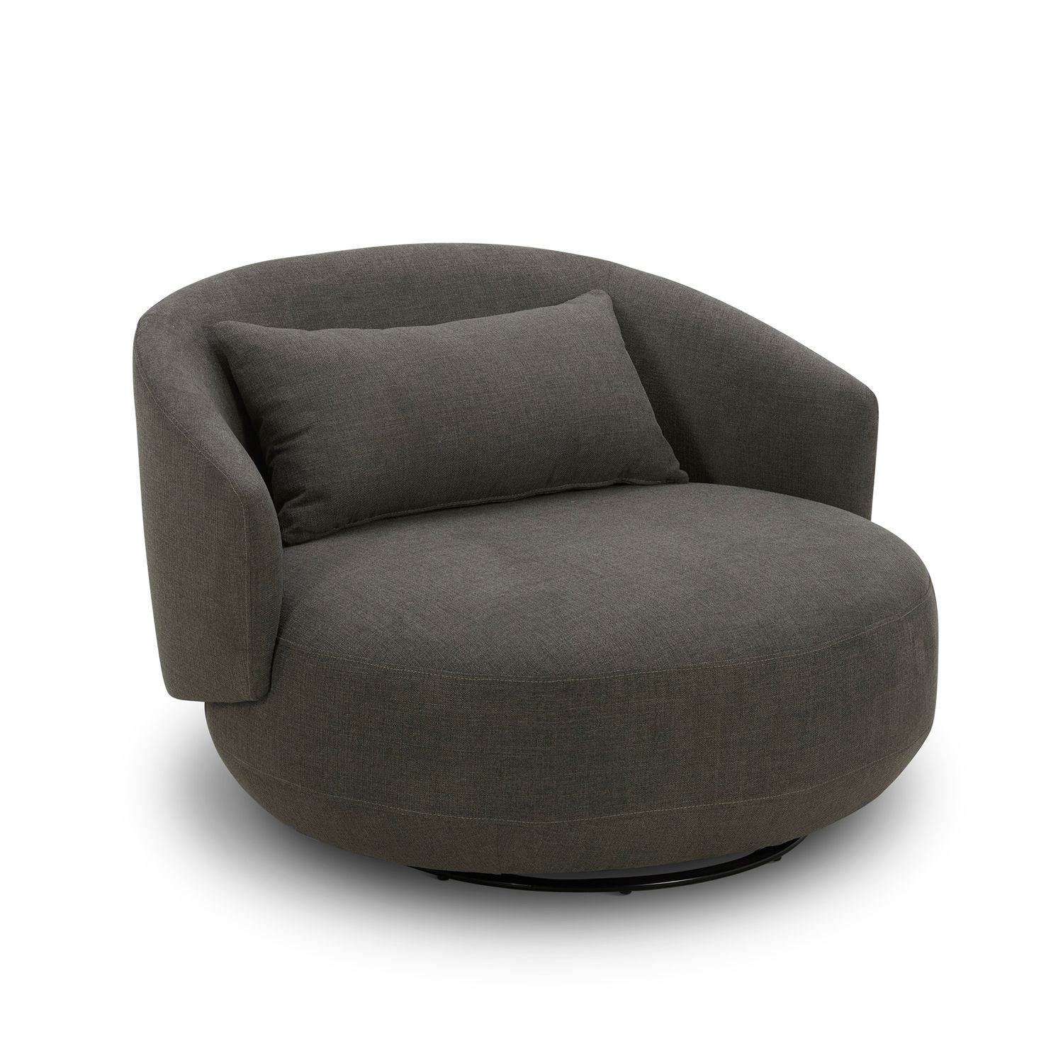 Cassundra Upholstered Swivel Cuddler Chair - Charcoal