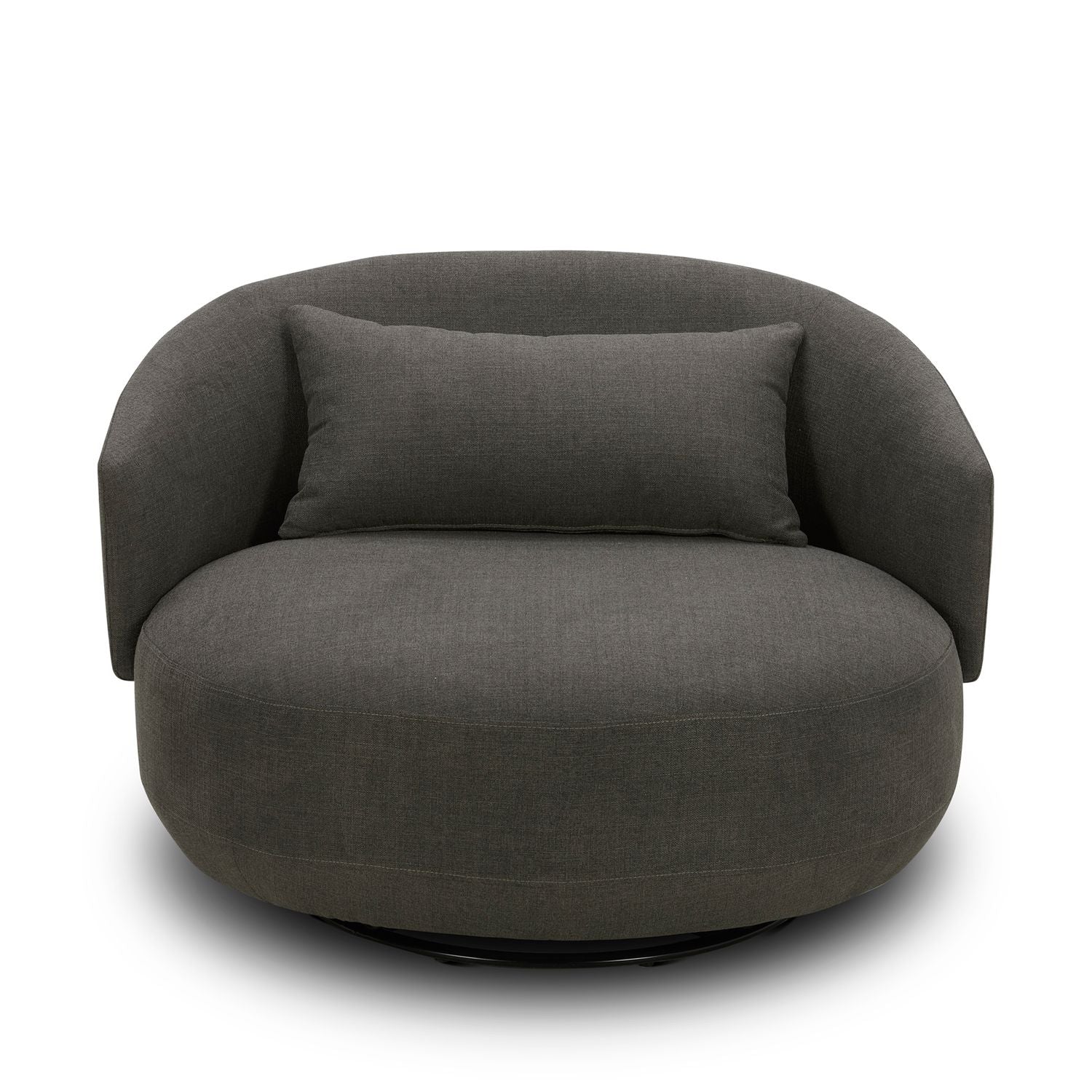 Cassundra Upholstered Swivel Cuddler Chair - Charcoal