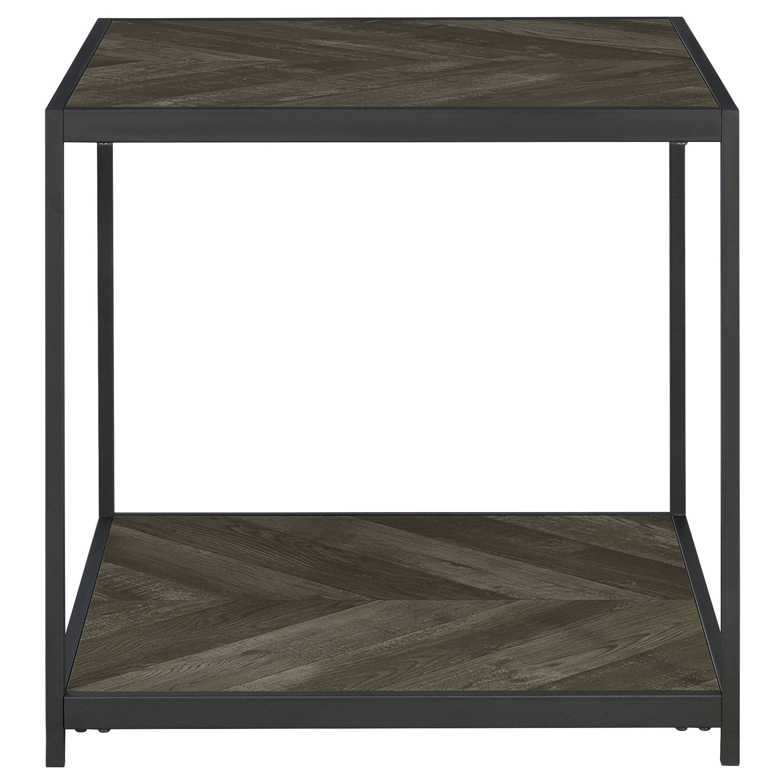 Beckley Chevron End Table Rustic Grey Herringbone