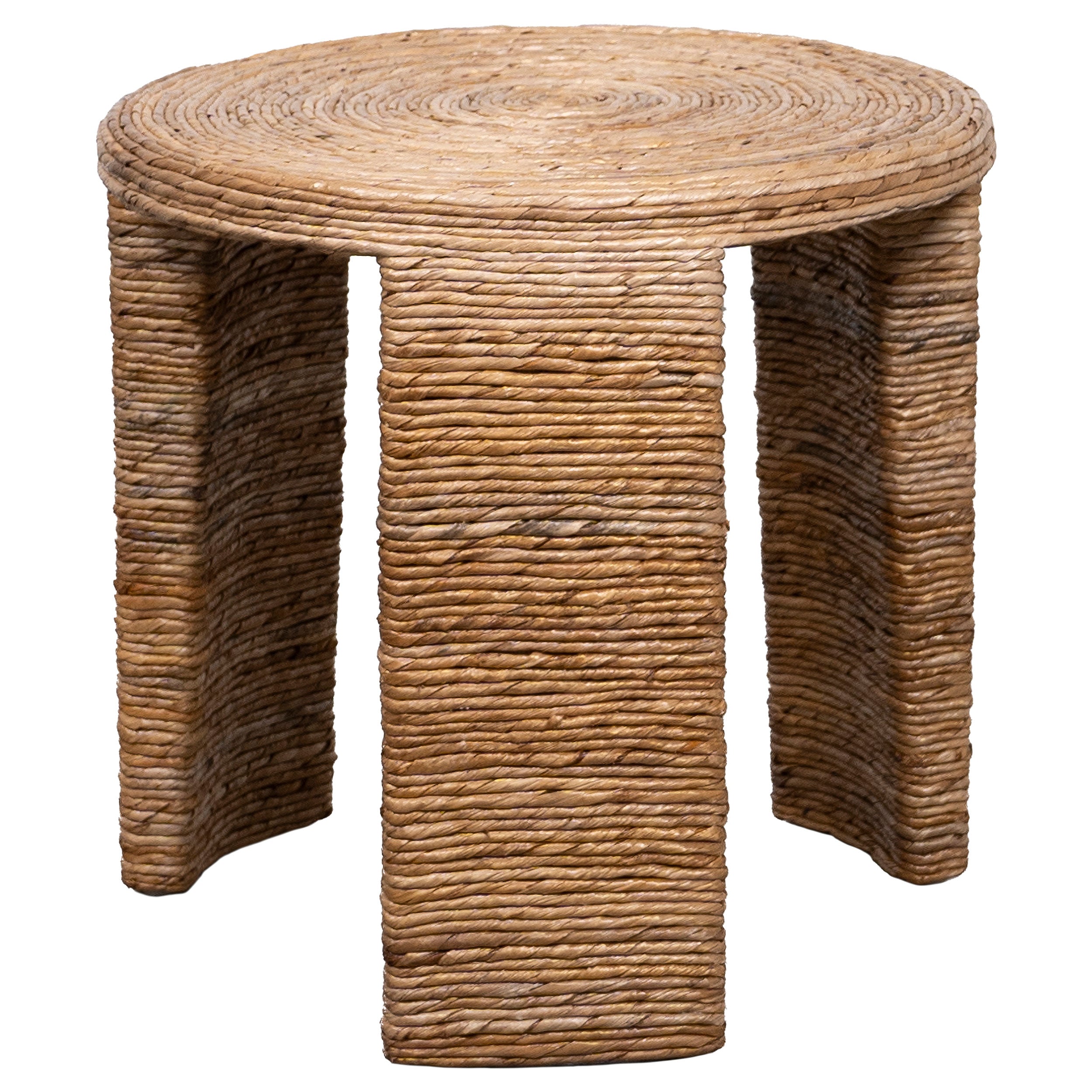 Artina Woven Rattan Round End Table Natural Brown