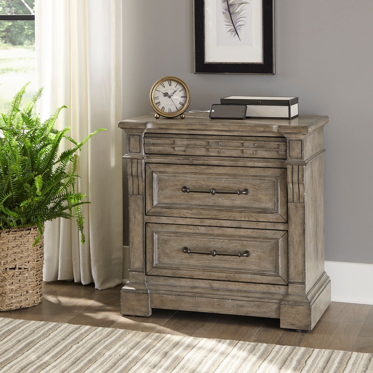 Diamonde 3 Drawer Nightstand with Charging Station