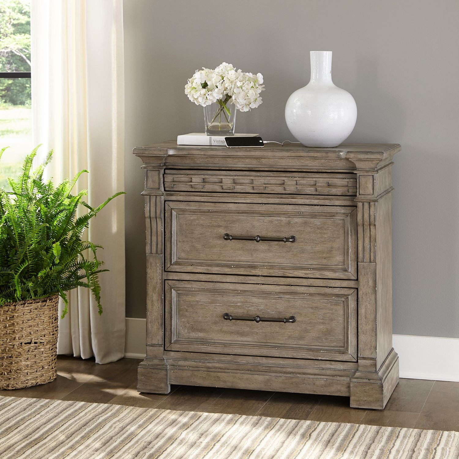 Deztiney Bedside Chest with Charging Station