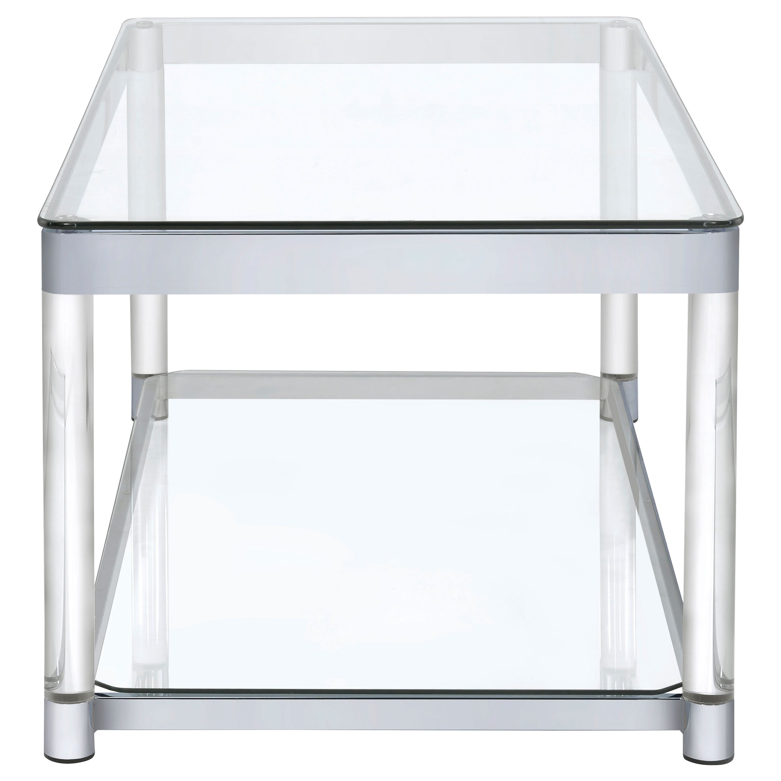 Anne Coffee Table with Lower Shelf Chrome and Clear