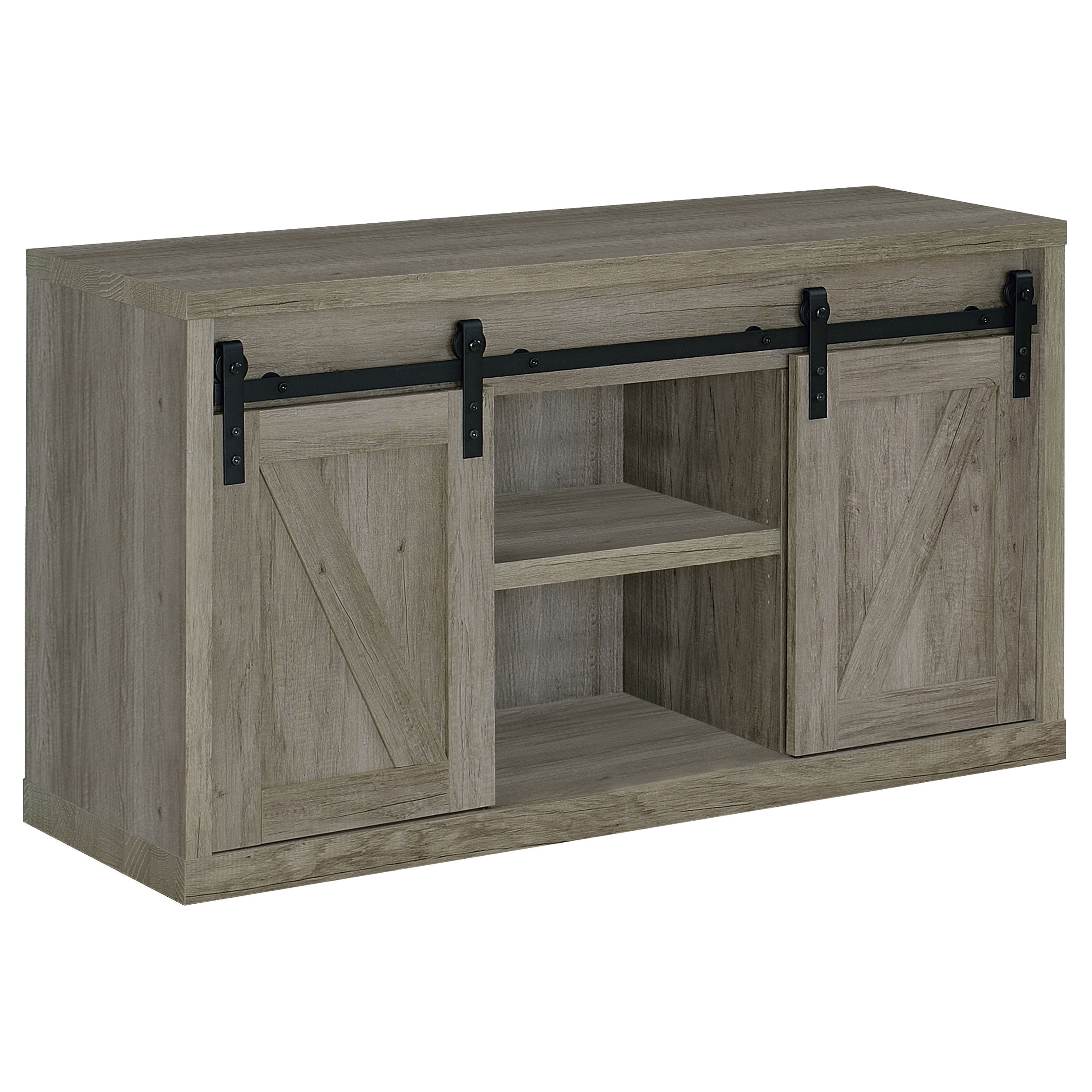 Brockton 48-inch 3-shelf Sliding Doors TV Console Grey Driftwood