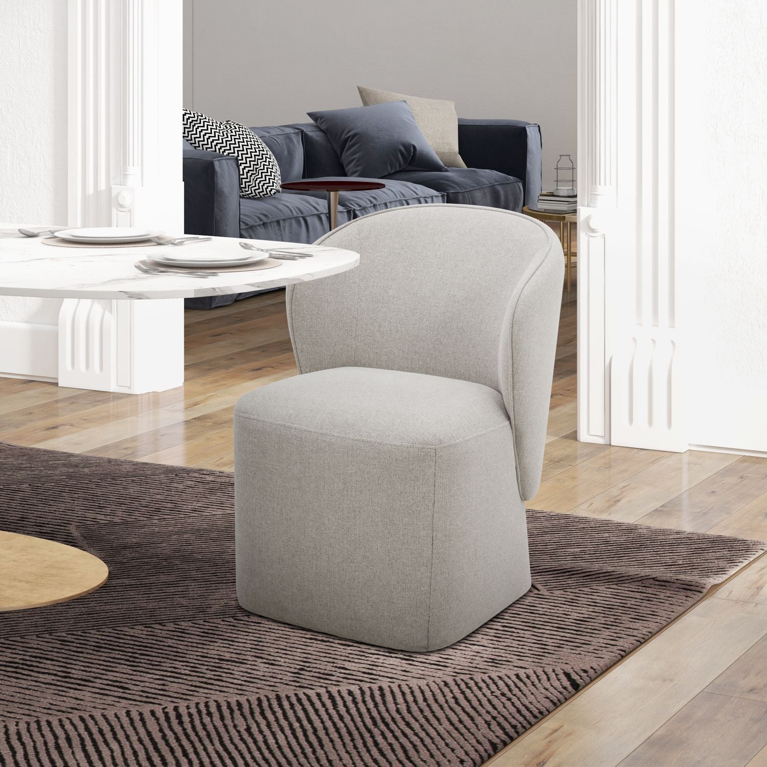 Bodella Accent Dining Chair with Casters - Truffle