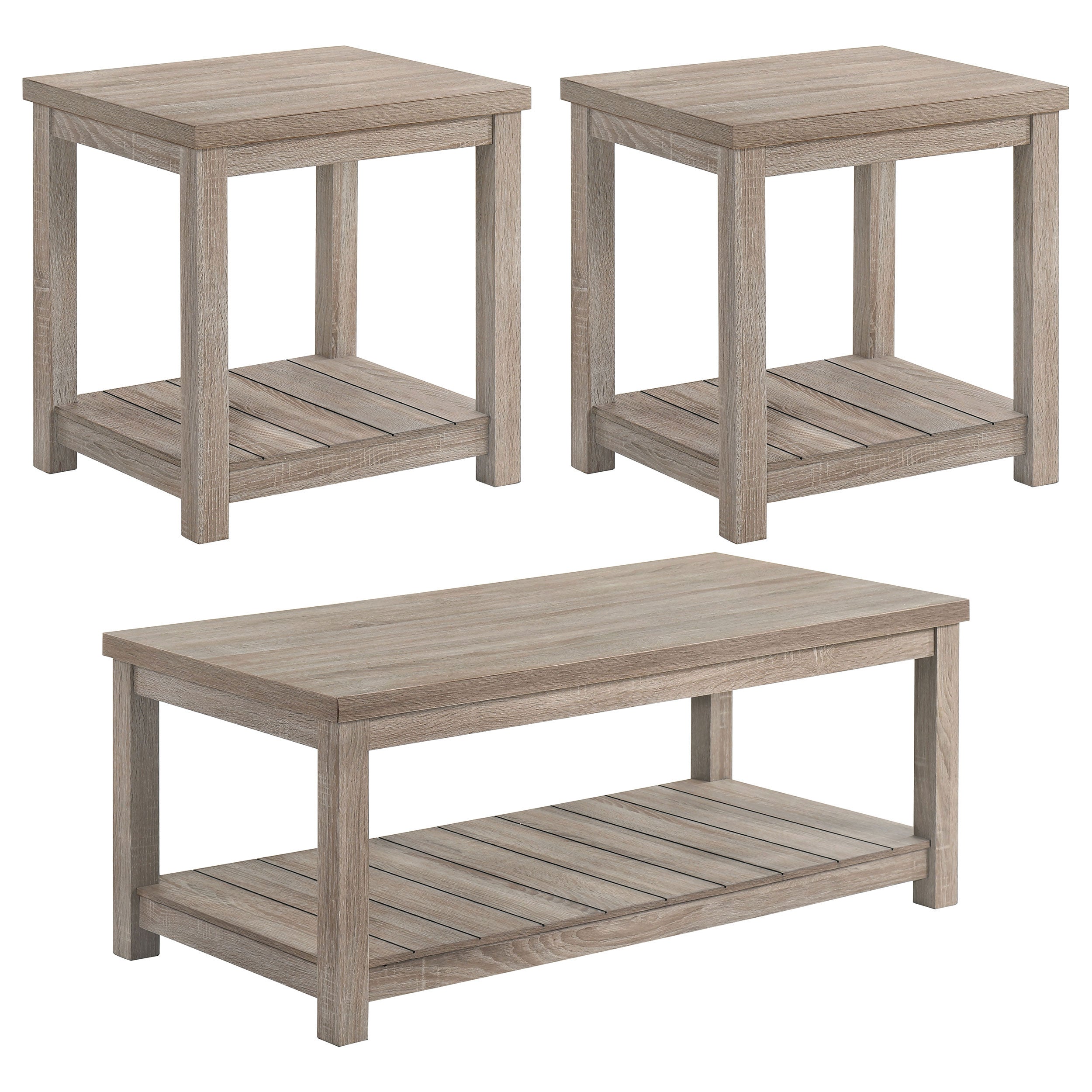 Bairn 3-piece Occasional Set with Open Shelves Greige