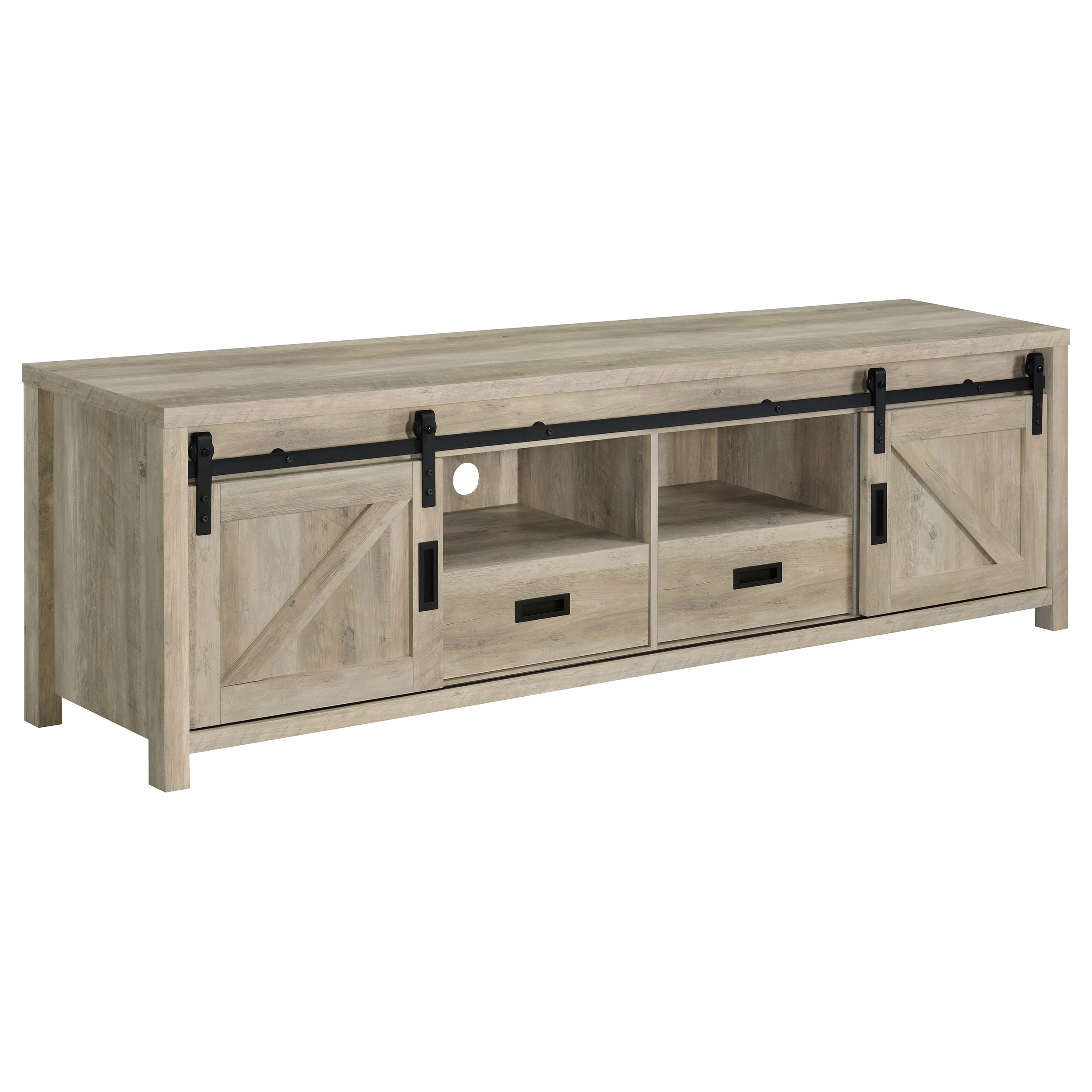 Altab Rectangular TV Console with 2 Sliding Doors Tv Stand Brown