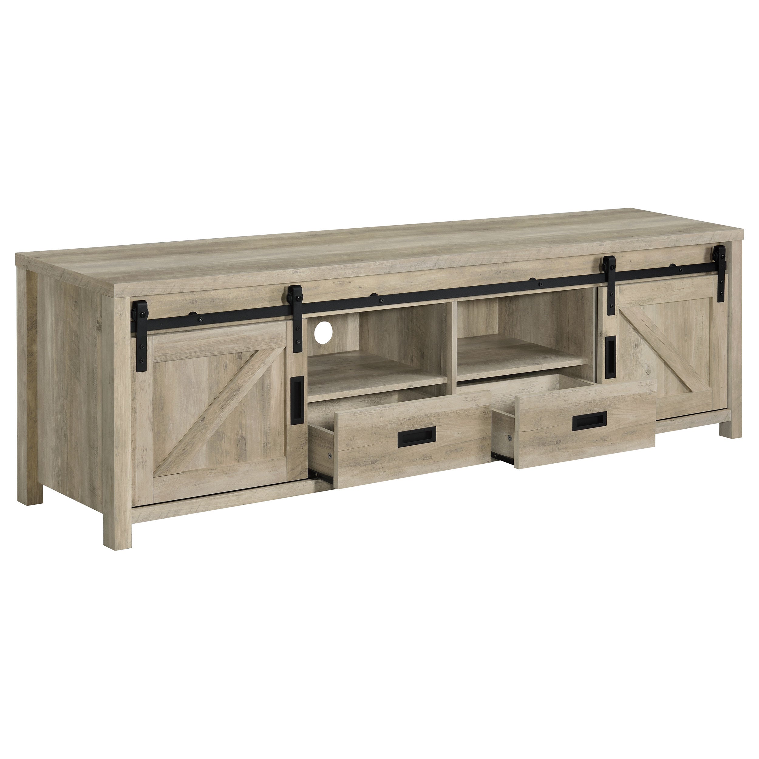 Altab Rectangular TV Console with 2 Sliding Doors Tv Stand Brown