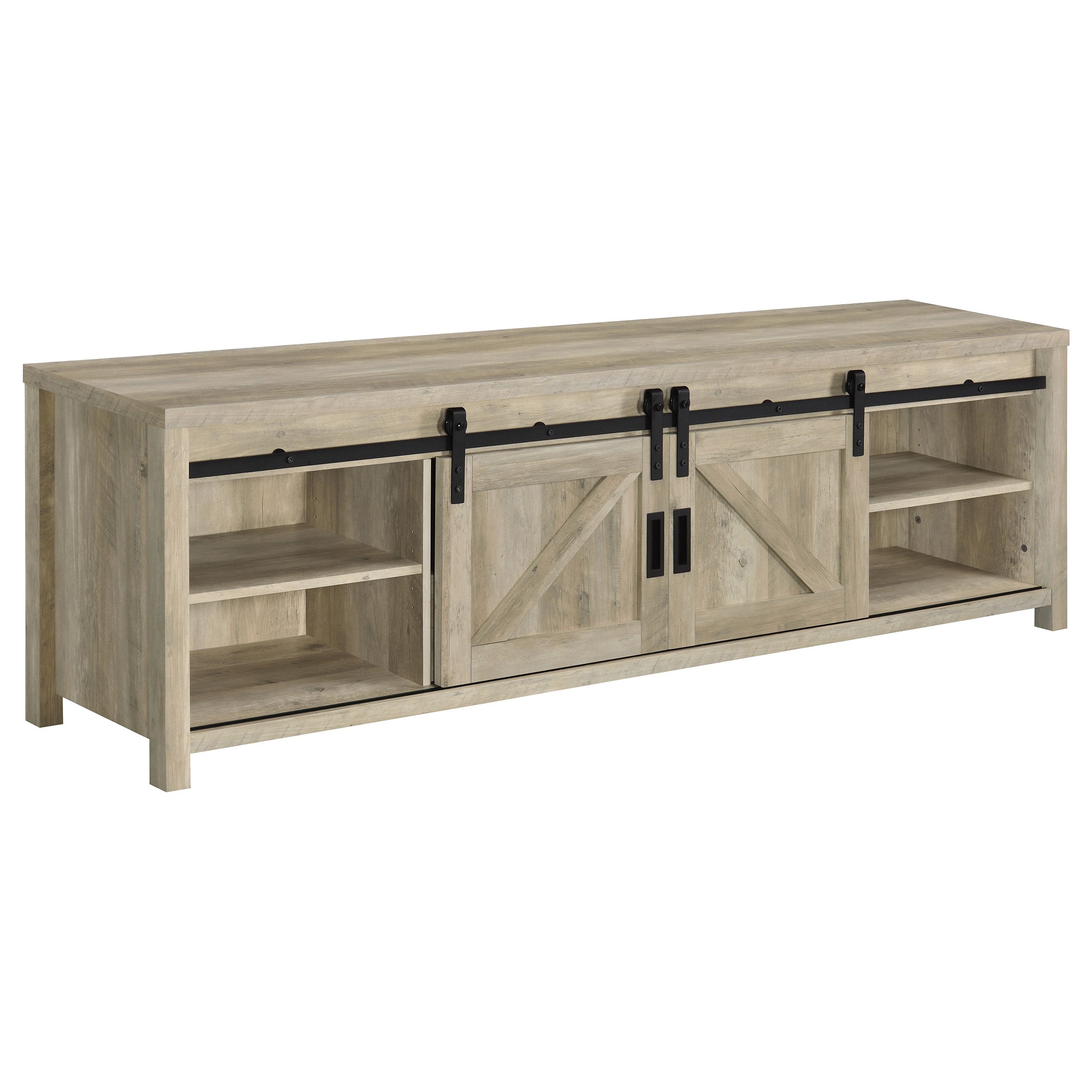 Altab Rectangular TV Console with 2 Sliding Doors Tv Stand Brown