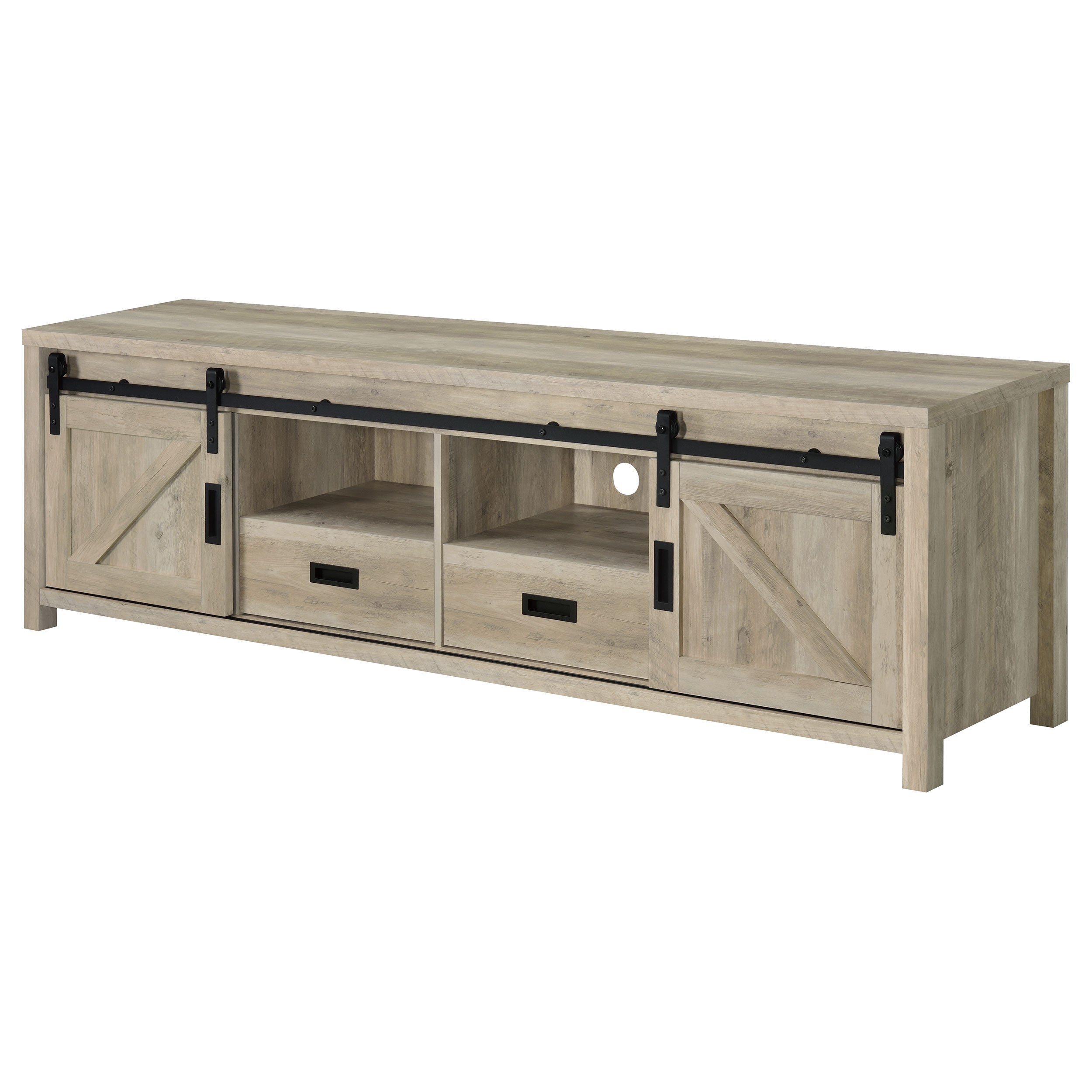 Altab Rectangular TV Console with 2 Sliding Doors Tv Stand Brown