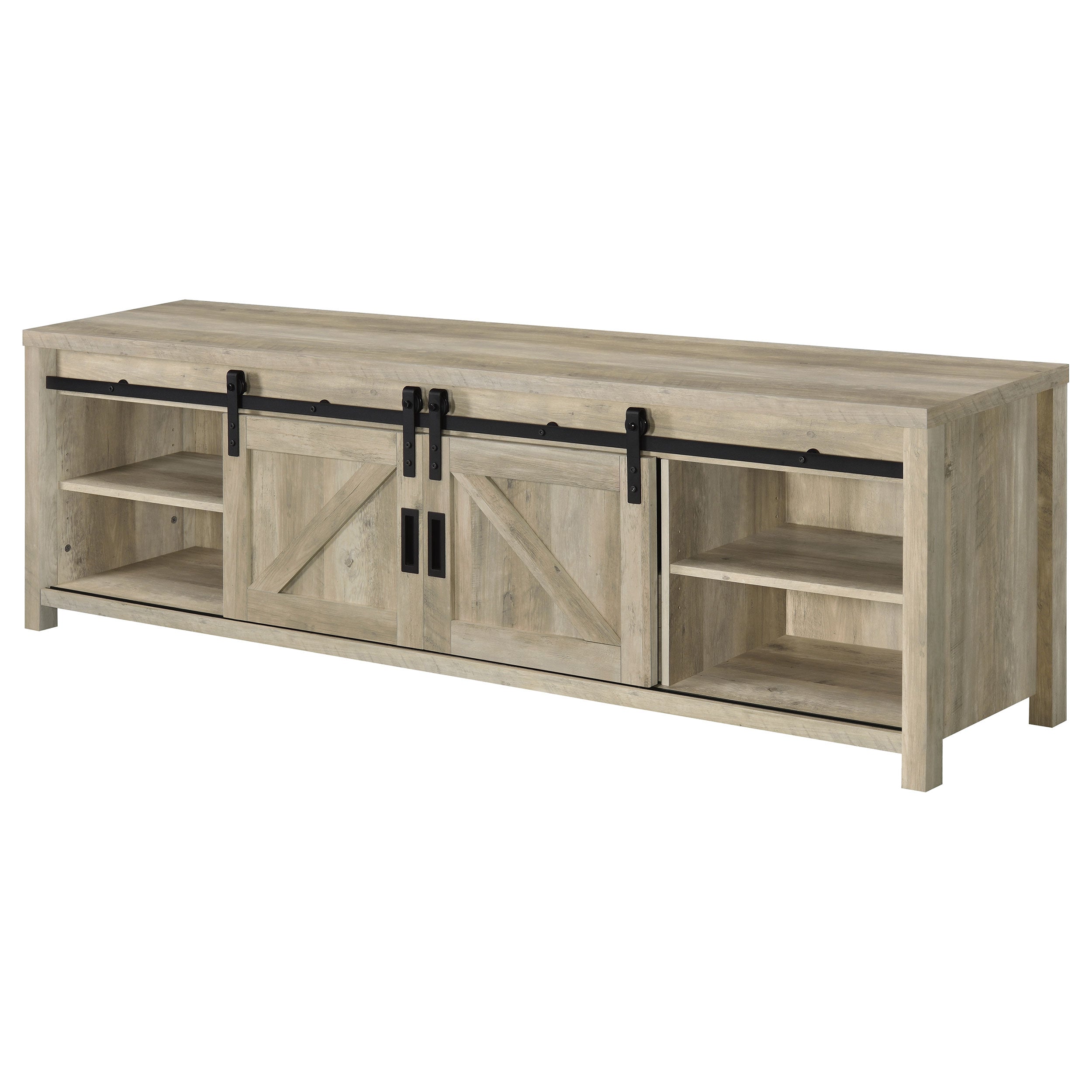 Altab Rectangular TV Console with 2 Sliding Doors Tv Stand Brown