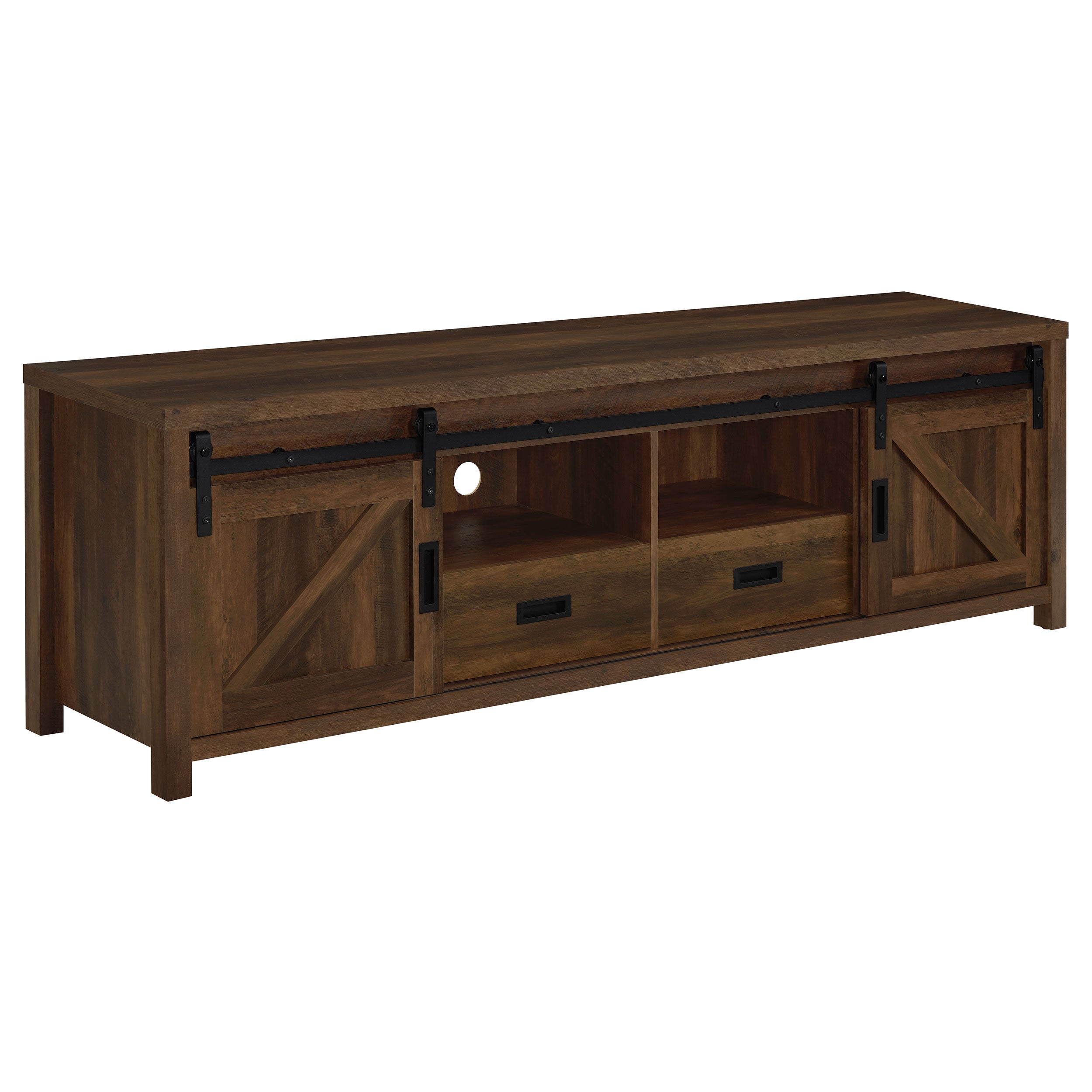 Madra Rectangular TV Console with 2 Sliding Doors Tv Stand Brown