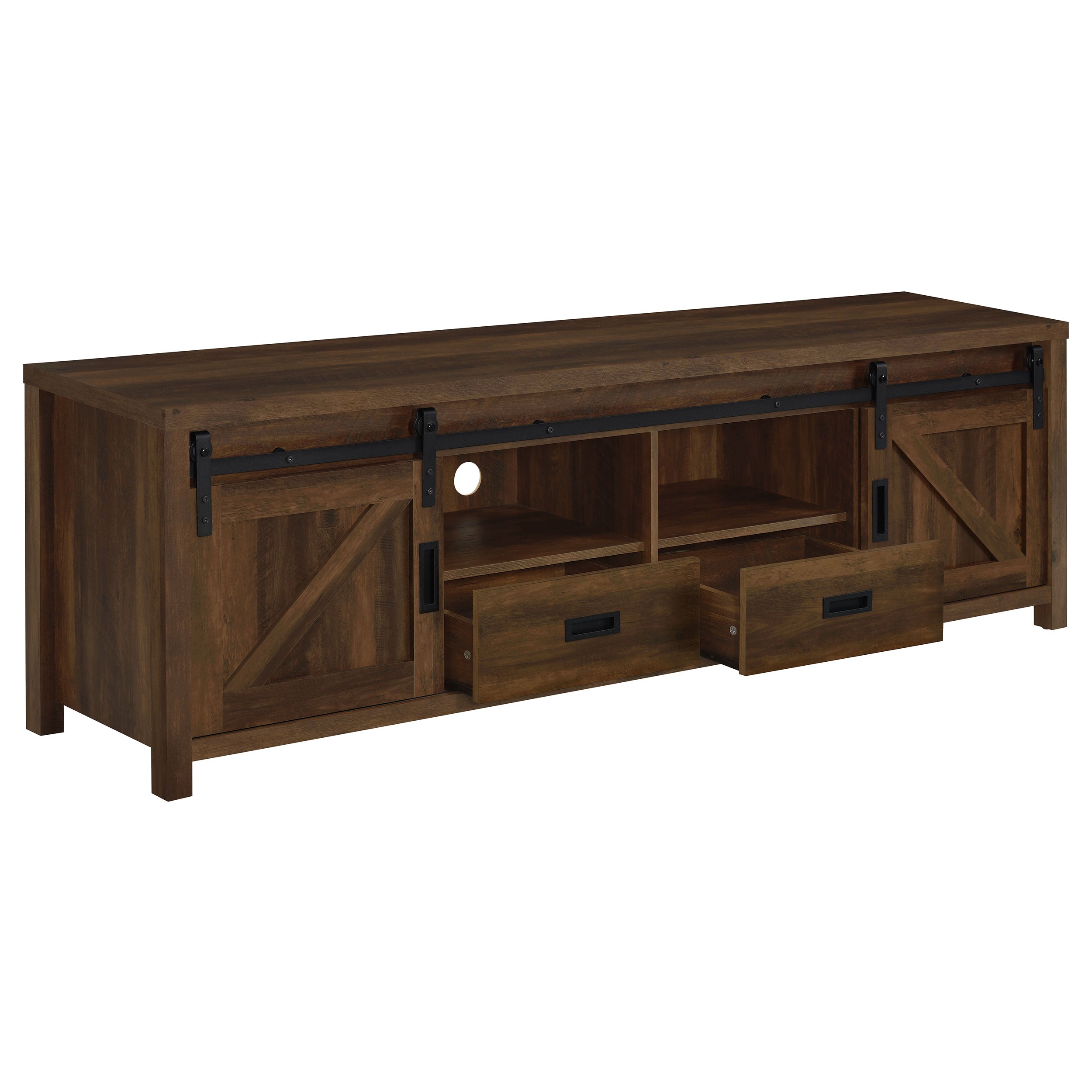 Madra Rectangular TV Console with 2 Sliding Doors Tv Stand Brown