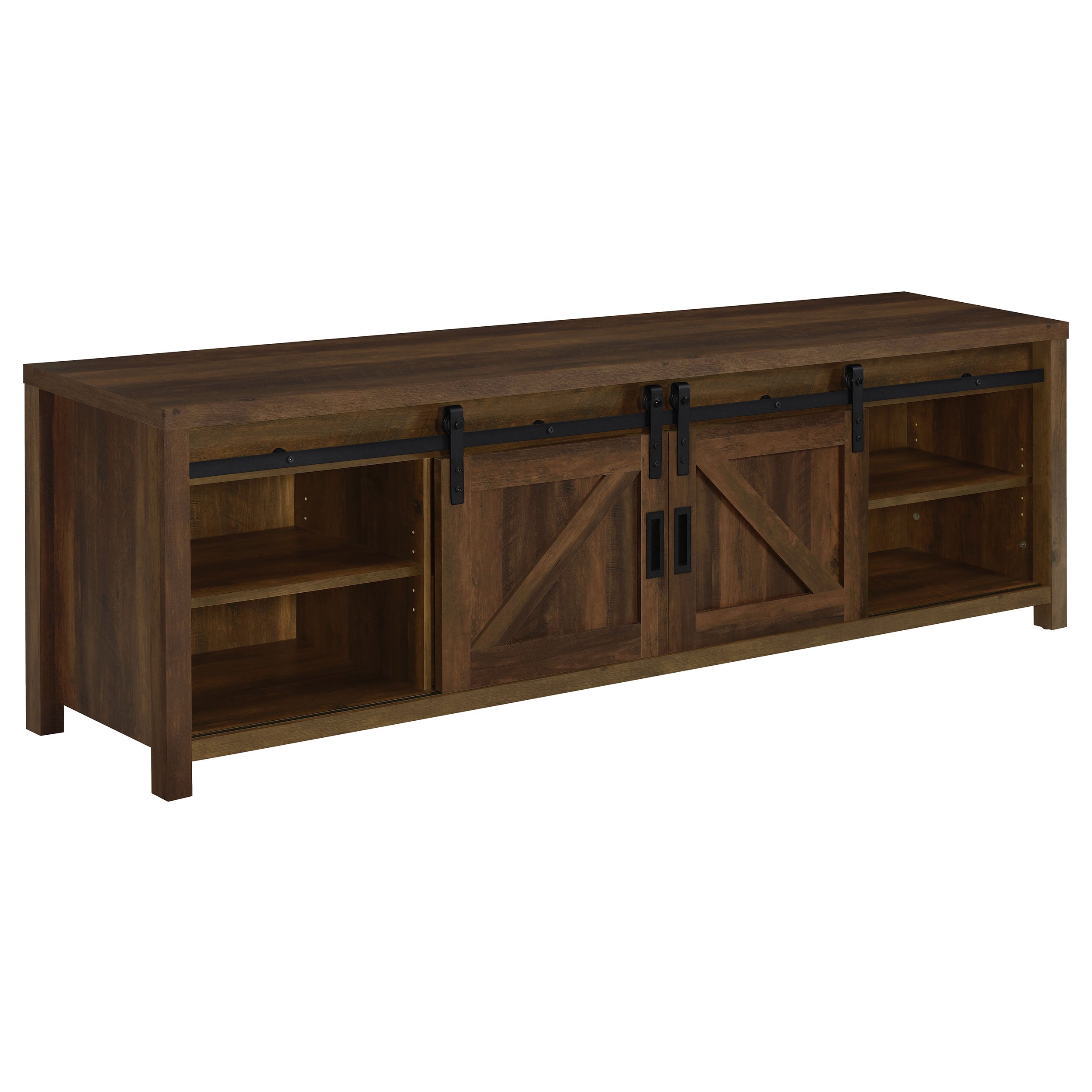 Madra Rectangular TV Console with 2 Sliding Doors Tv Stand Brown