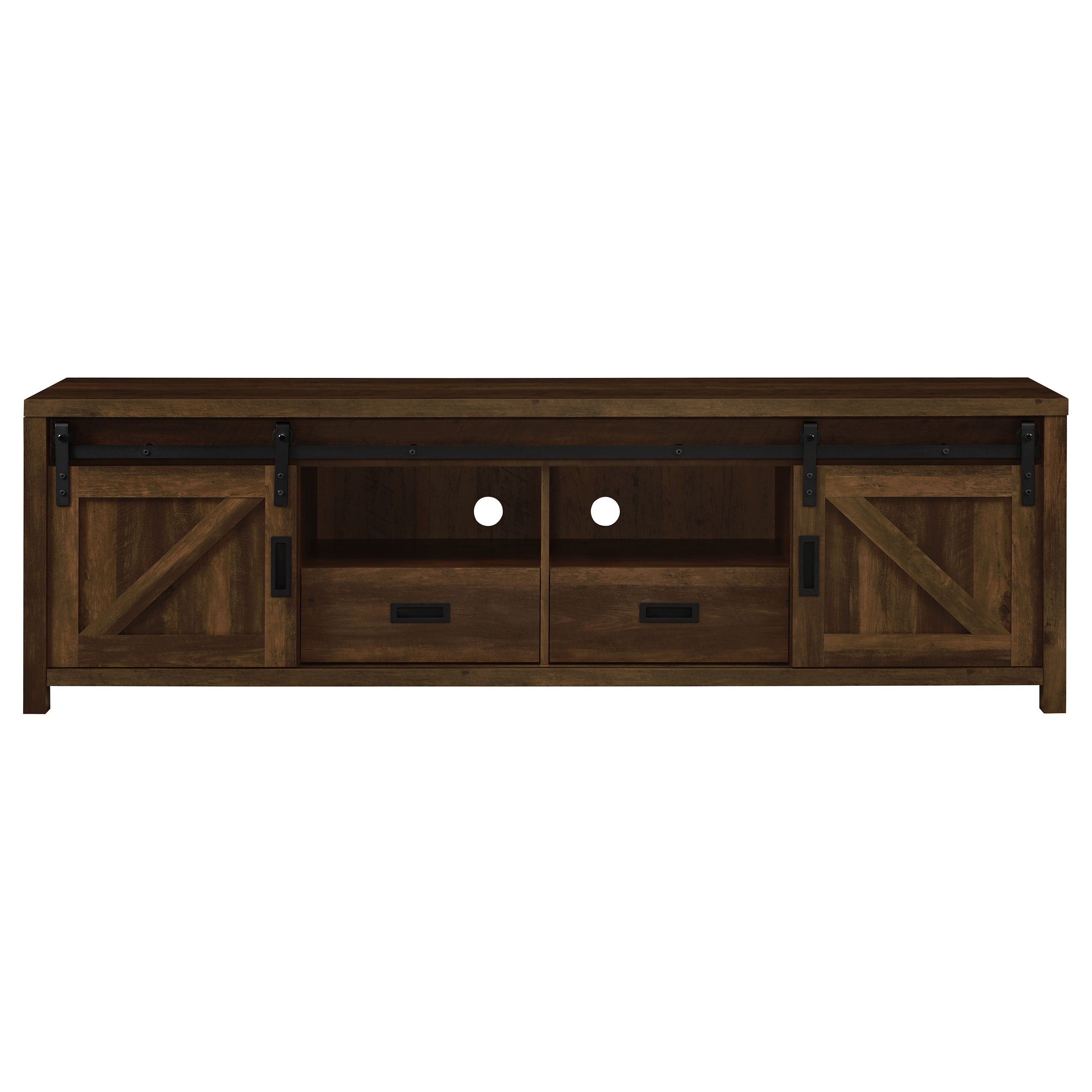 Madra Rectangular TV Console with 2 Sliding Doors Tv Stand Brown