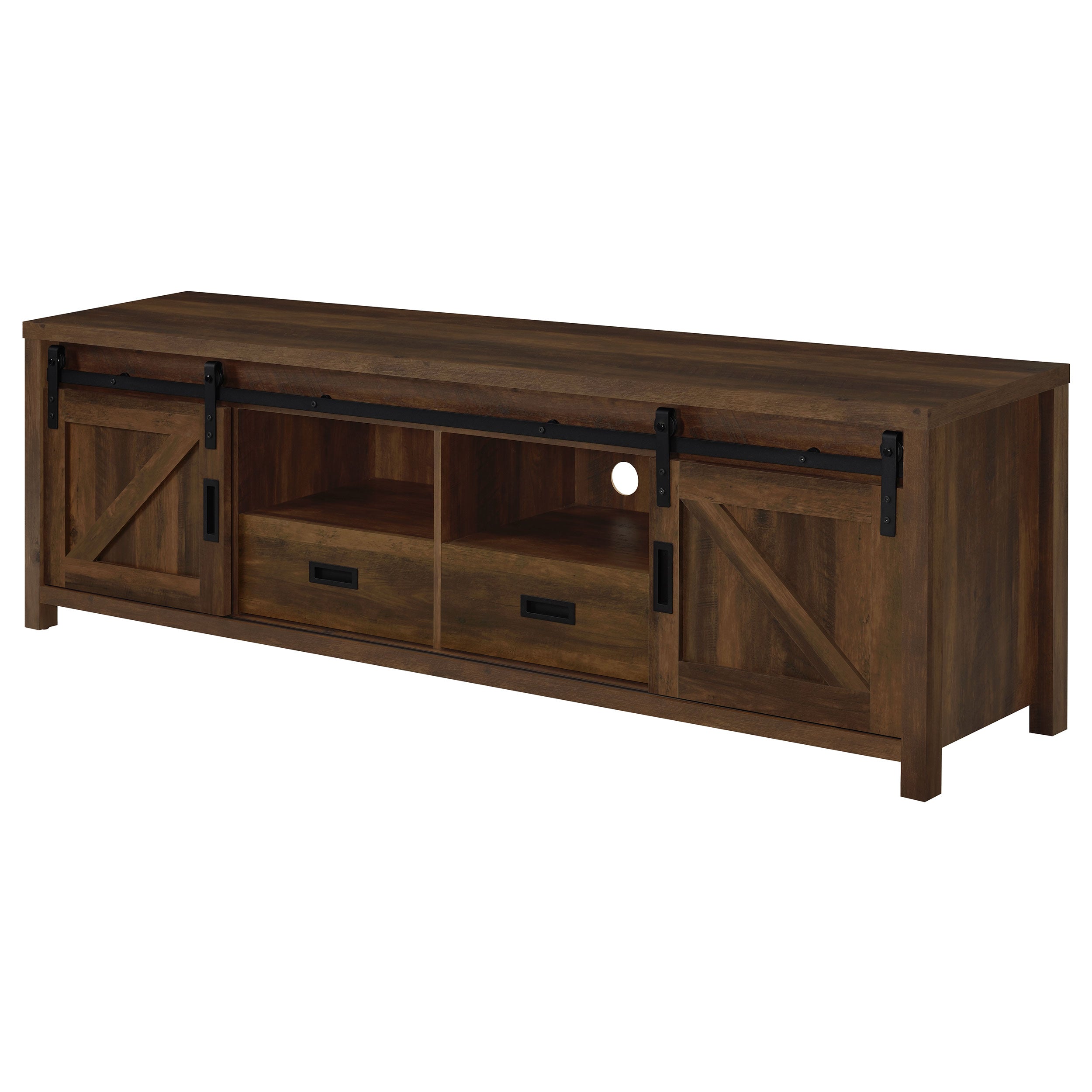 Madra Rectangular TV Console with 2 Sliding Doors Tv Stand Brown