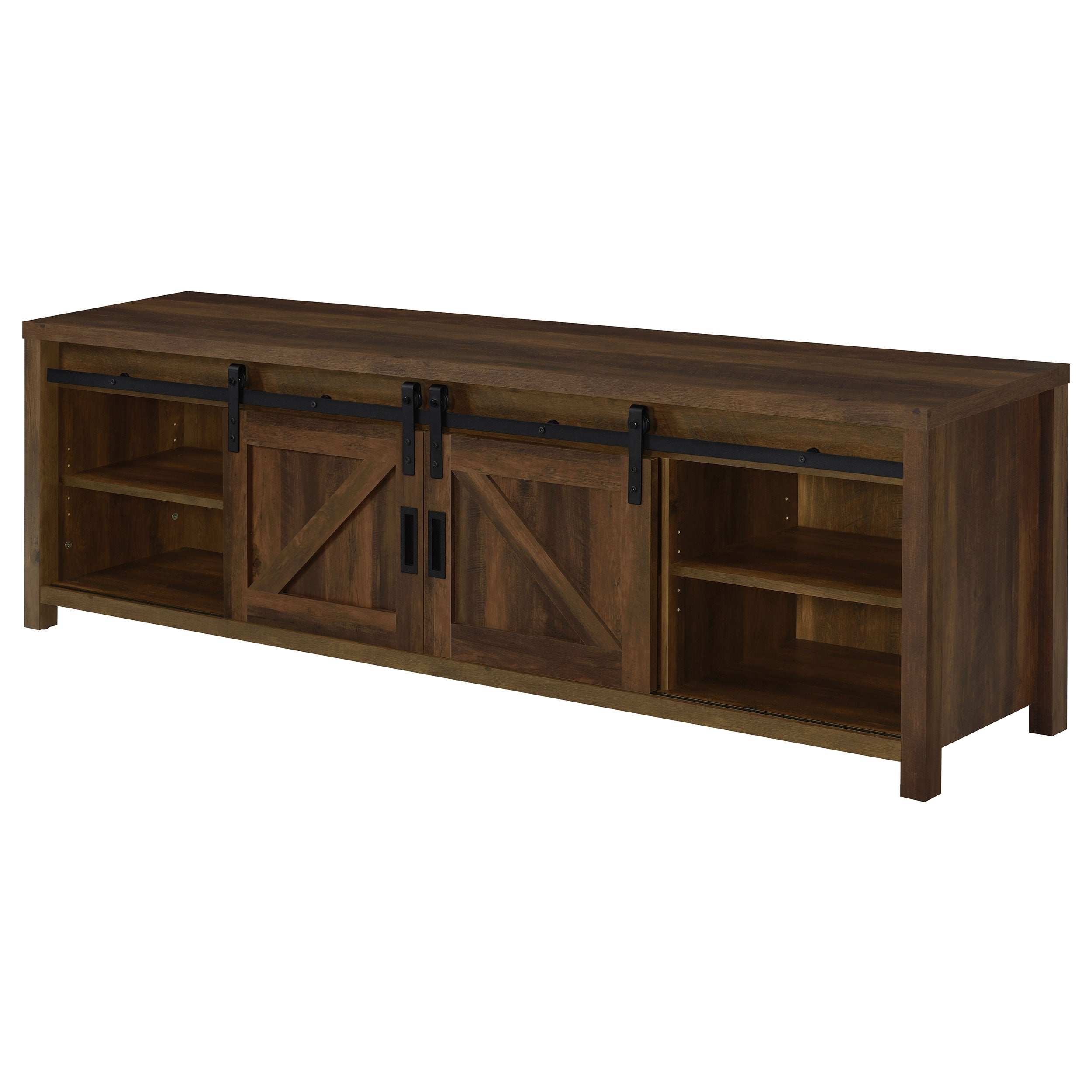 Madra Rectangular TV Console with 2 Sliding Doors Tv Stand Brown