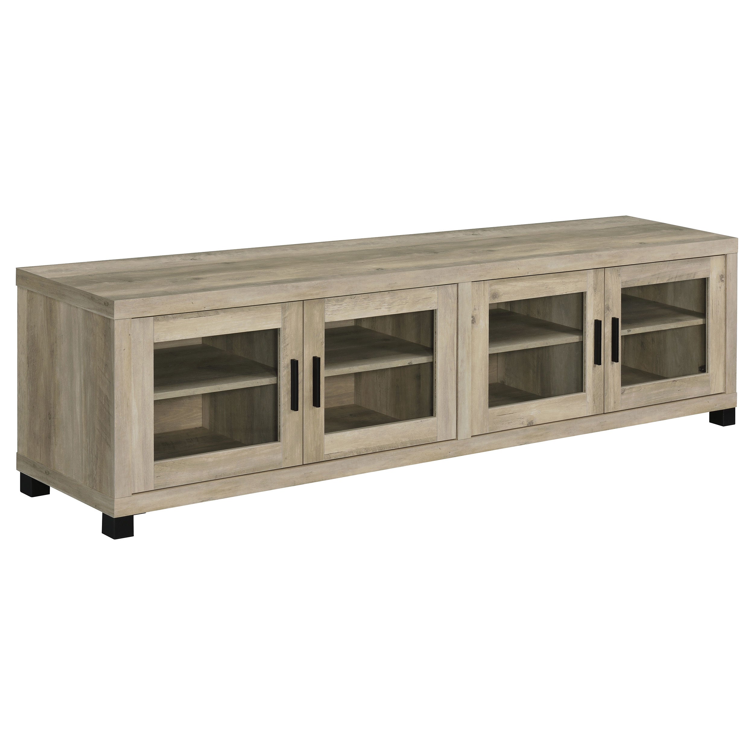 Lauro Rectangular TV Console with Glass Doors Tv Stand Brown