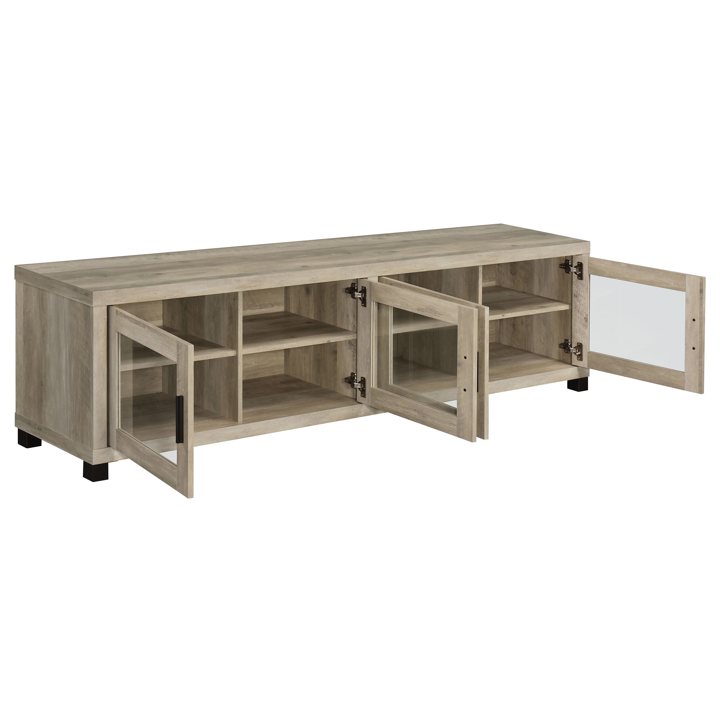 Lauro Rectangular TV Console with Glass Doors Tv Stand Brown