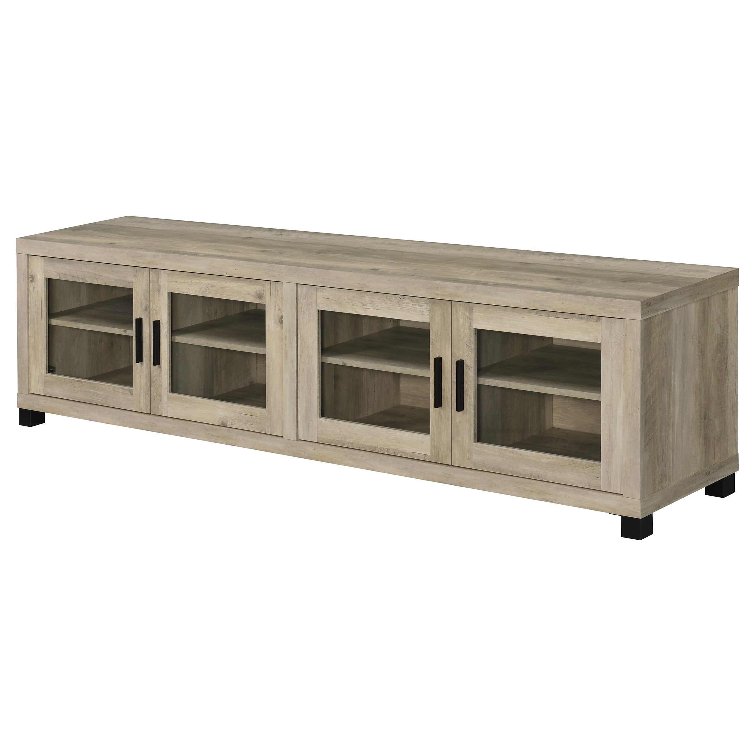 Lauro Rectangular TV Console with Glass Doors Tv Stand Brown