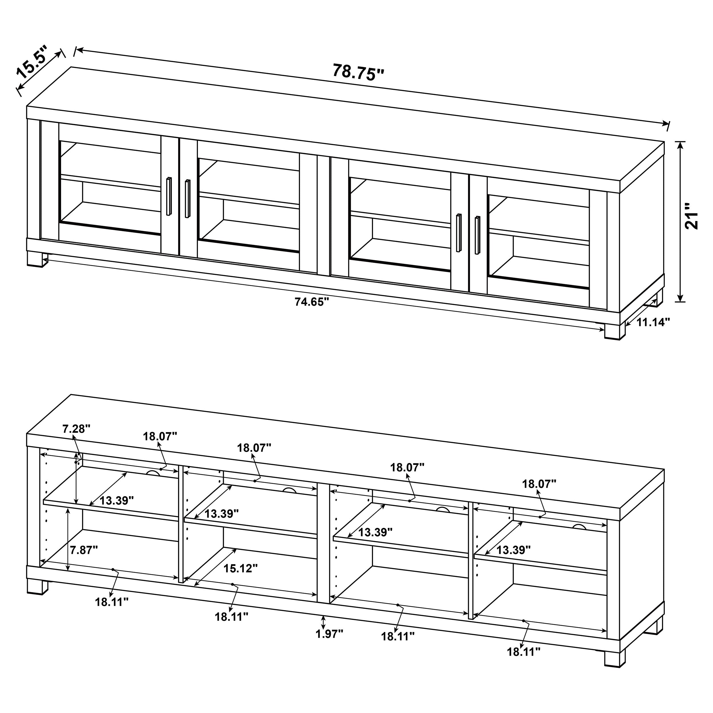 Lauro Rectangular TV Console with Glass Doors Tv Stand Brown