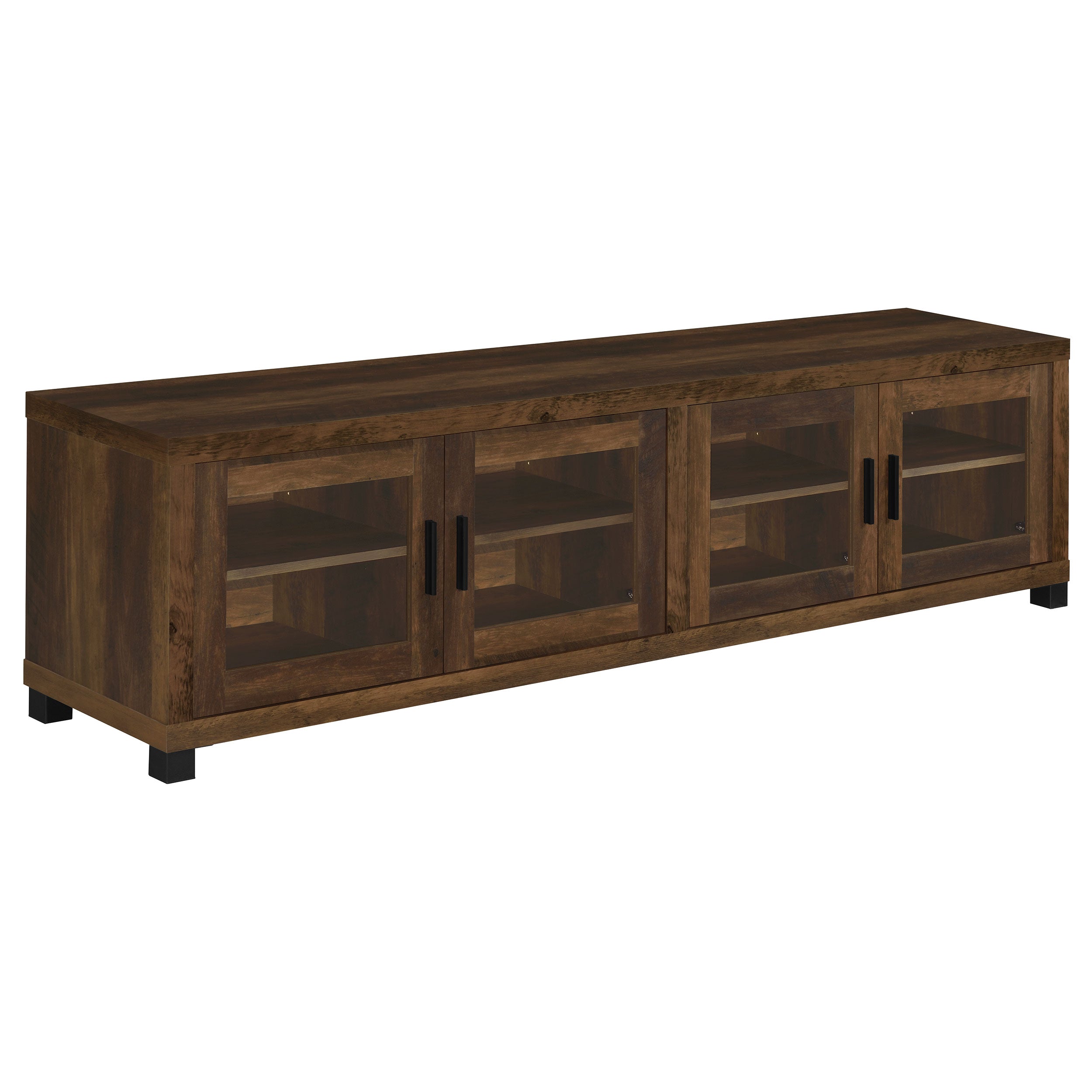 Sachin Rectangular TV Console with Glass Doors Tv Stand Brown