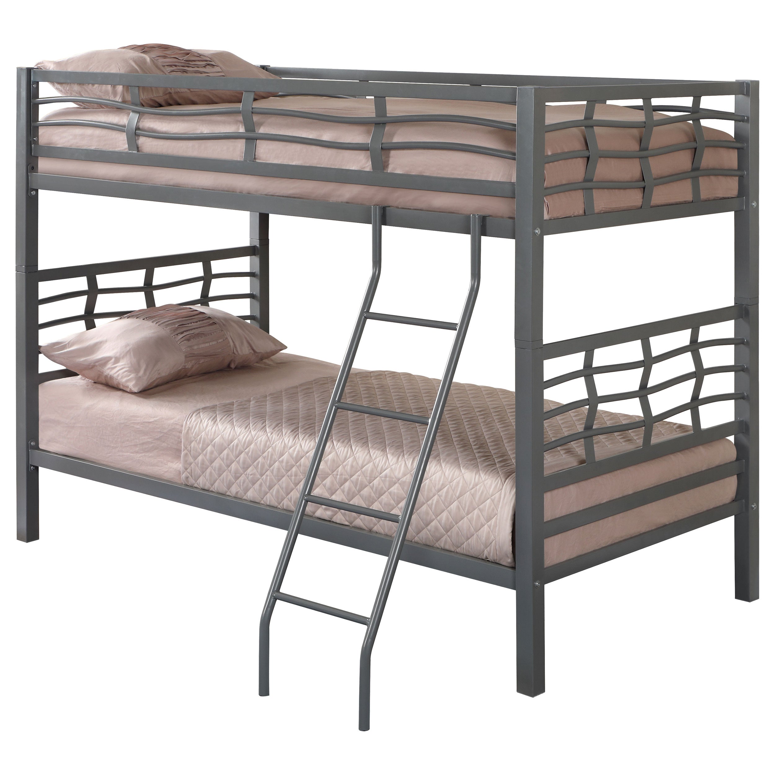 Fairfax Twin Over Twin Bunk Bed with Ladder Light Gunmetal