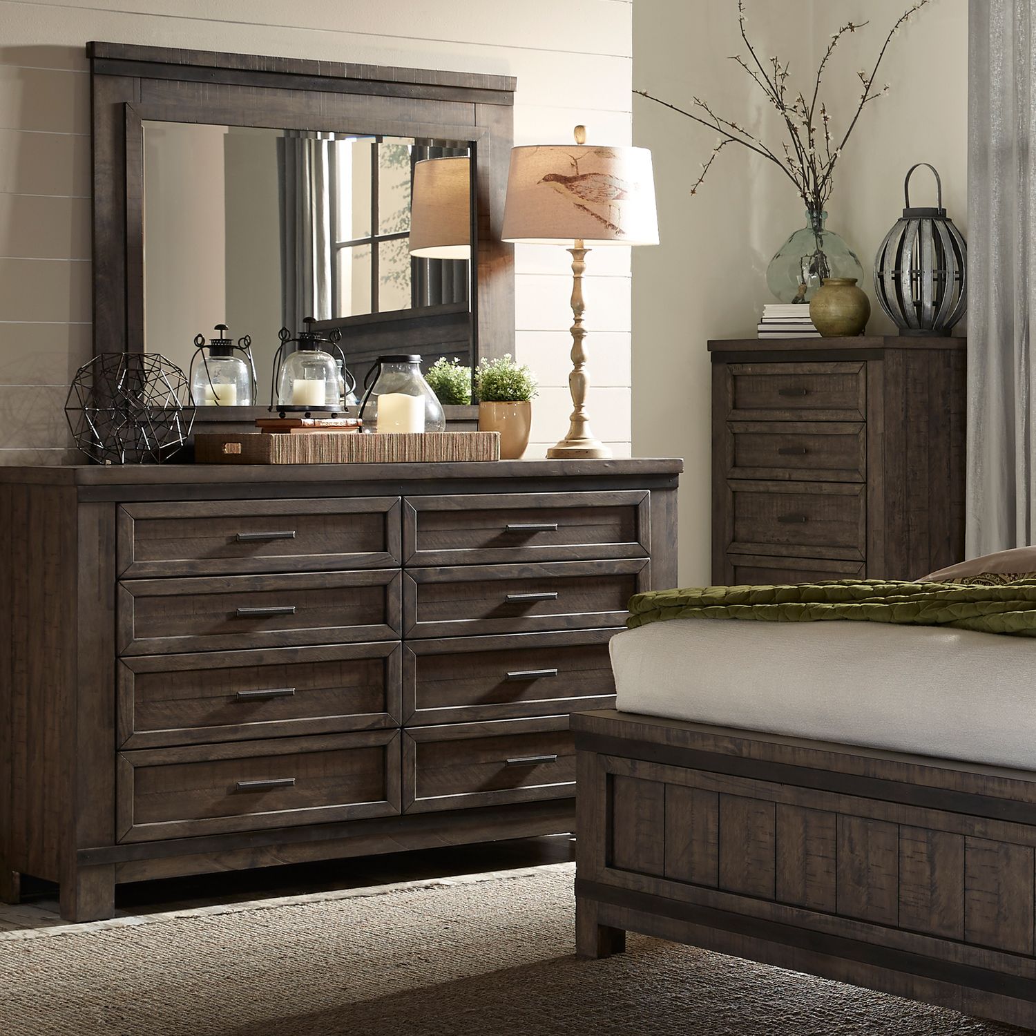 Amire King Two Sided Storage Bed, Dresser & Mirror, Chest