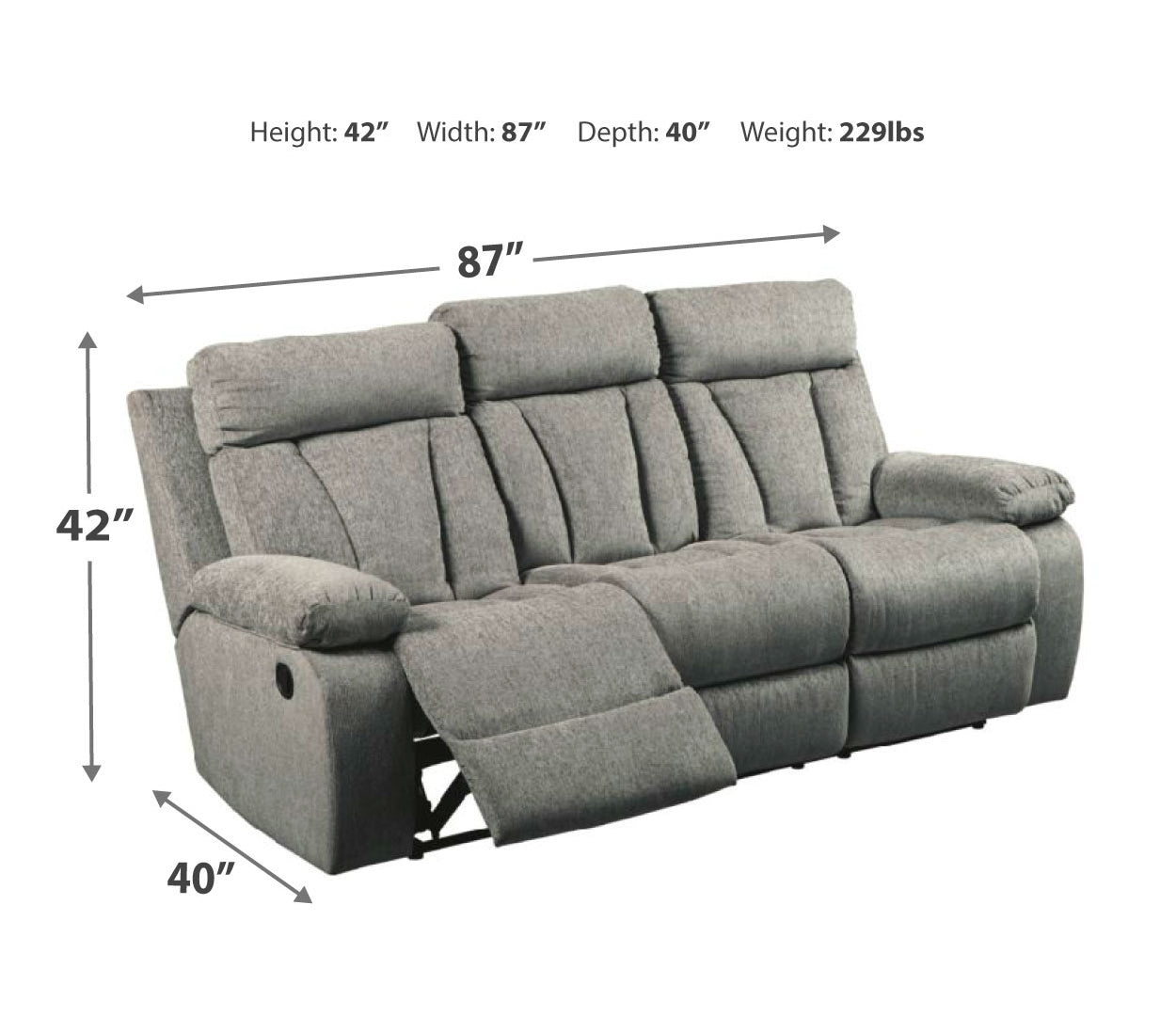 Mitchiner Reclining Sofa with Drop Down Table